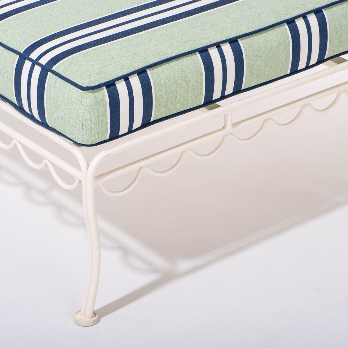 The Al Fresco Sun Lounger x Julia Berolzheimer in Green Stripes | Antique White Frame Al Fresco Sun Lounger Kit B&P x Julia Berolzheimer 