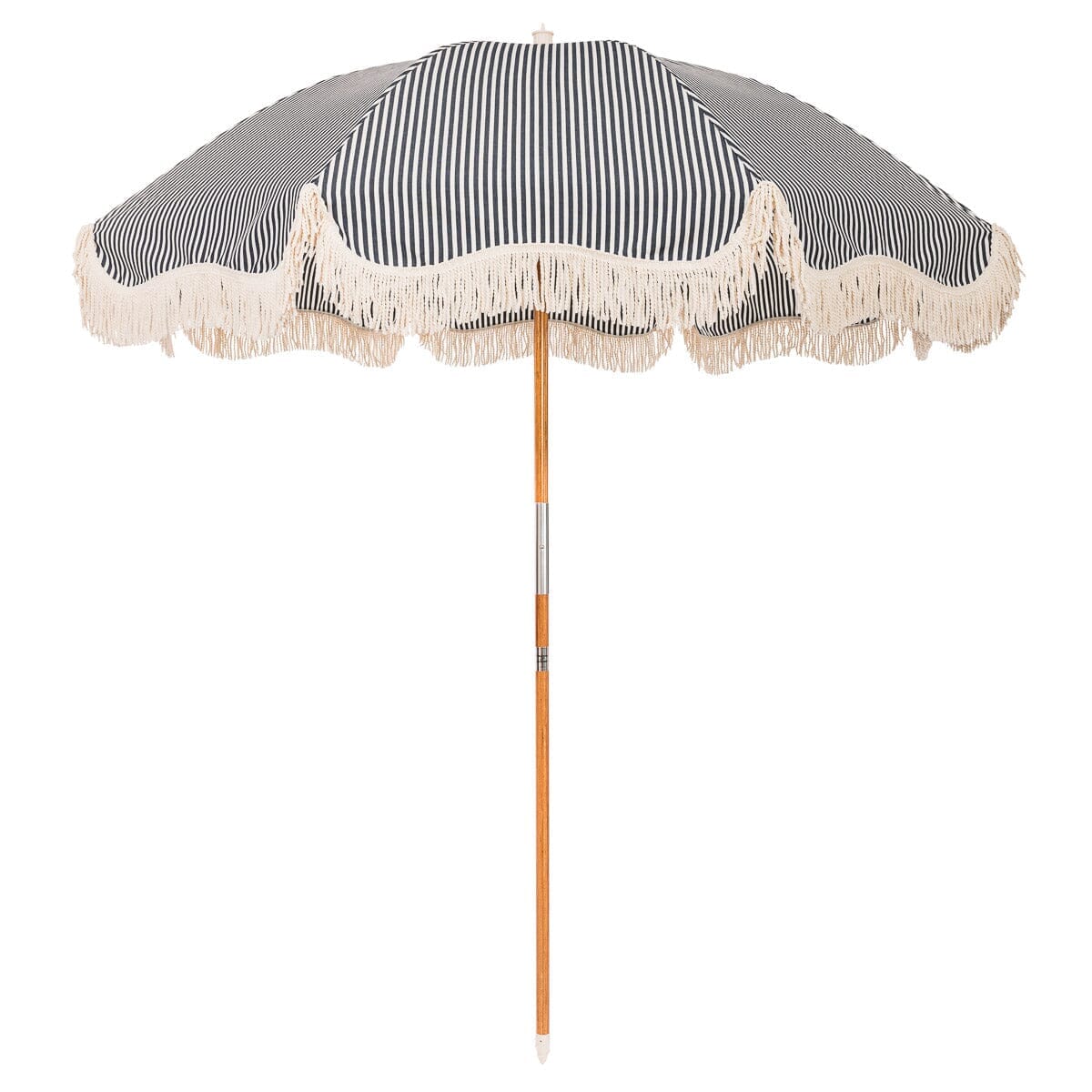 Product image of The Rio Fringed Umbrella - Lauren's Navy Stripe Rio Umbrella Business & Pleasure Co Aus 