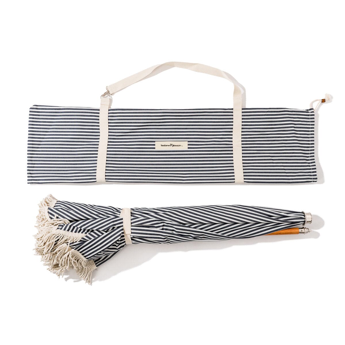 The Premium Beach Umbrella - Lauren's Navy Stripe Premium Umbrella Business & Pleasure Co. 
