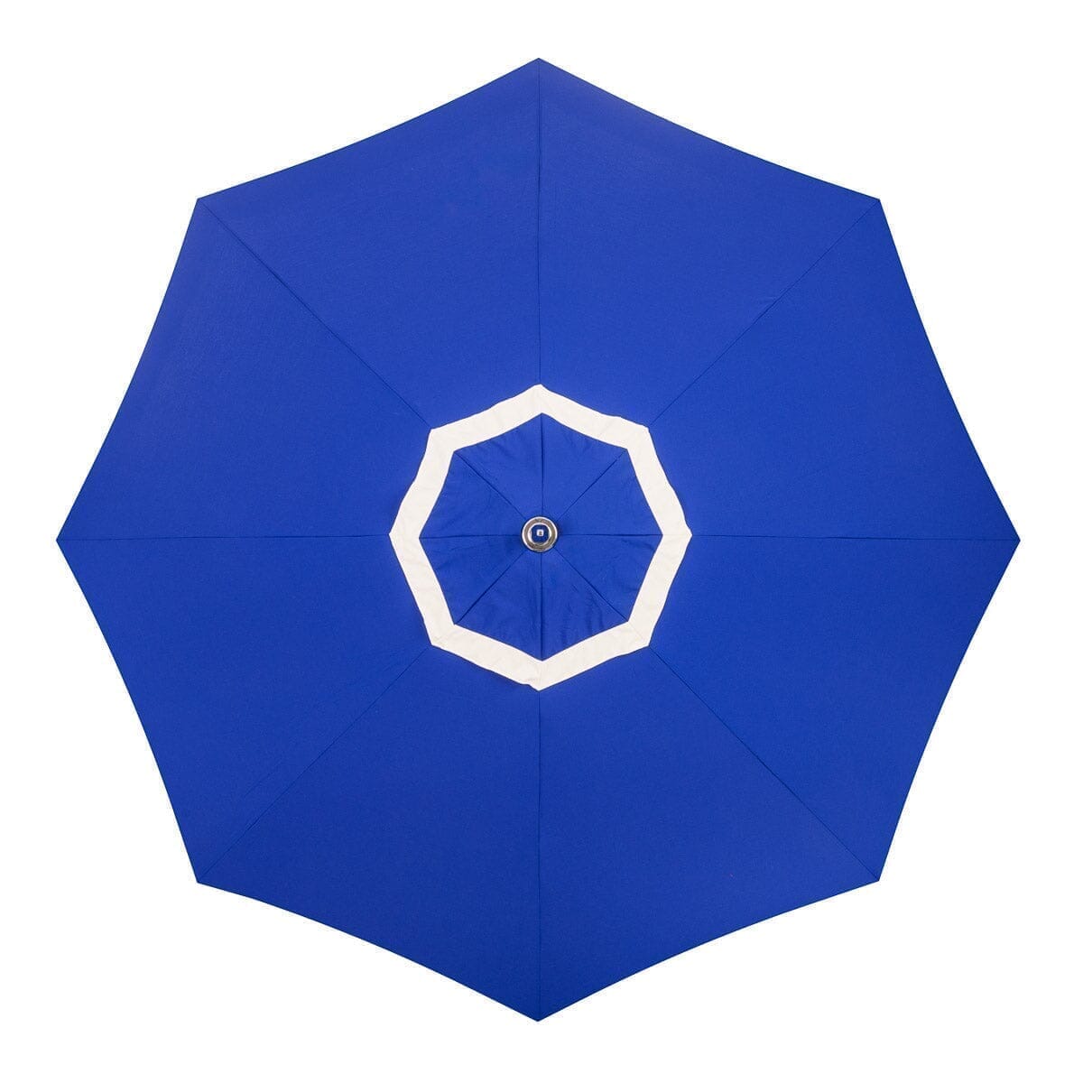The Resort Market Umbrella in Border Valance Mediterranean Blue | 10' Antique White Frame Resort Market Umbrella Kit Business & Pleasure Co. 