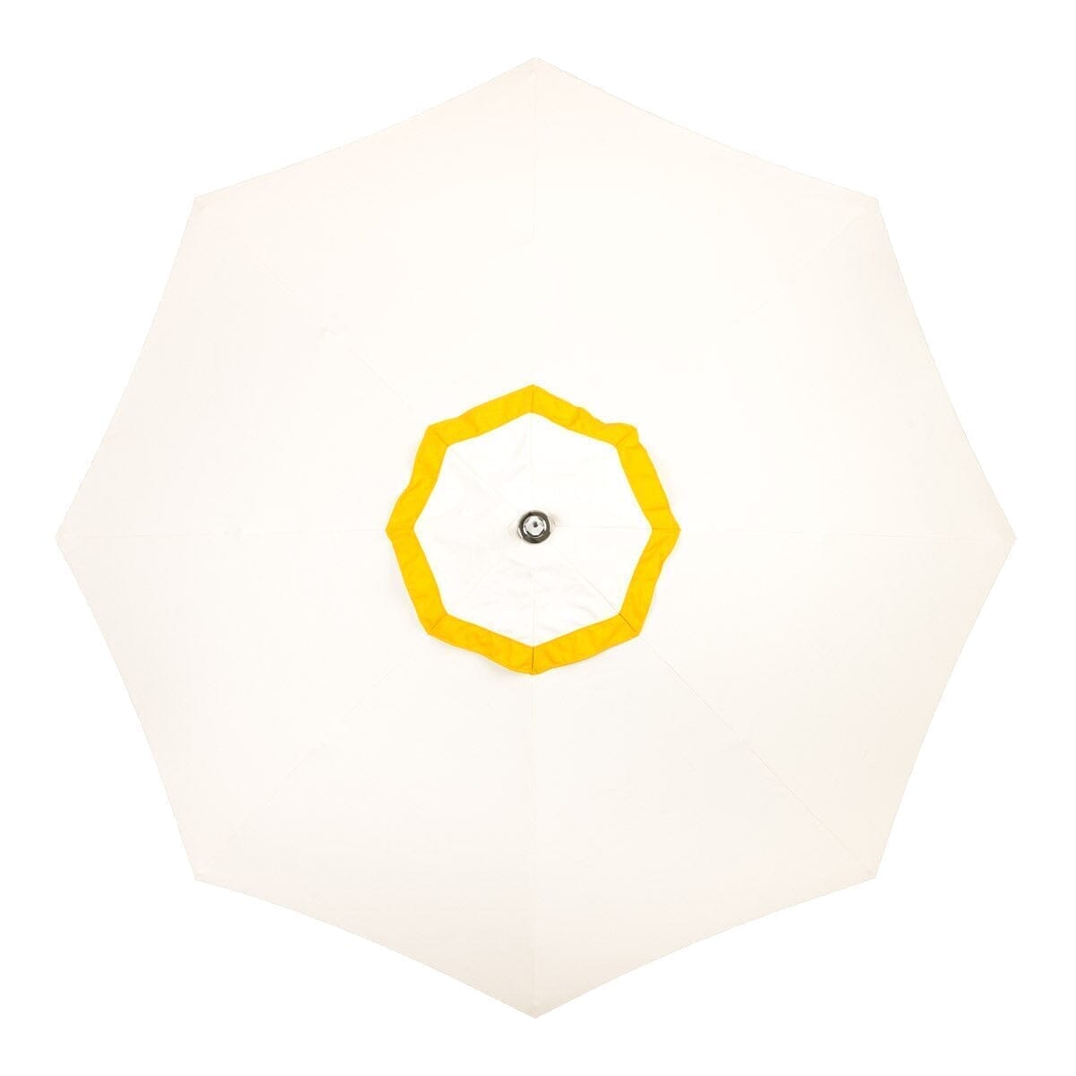 The Resort Market Umbrella in Border Valance Mimosa Yellow | 10' Antique White Frame Resort Market Umbrella Kit Business & Pleasure Co. 
