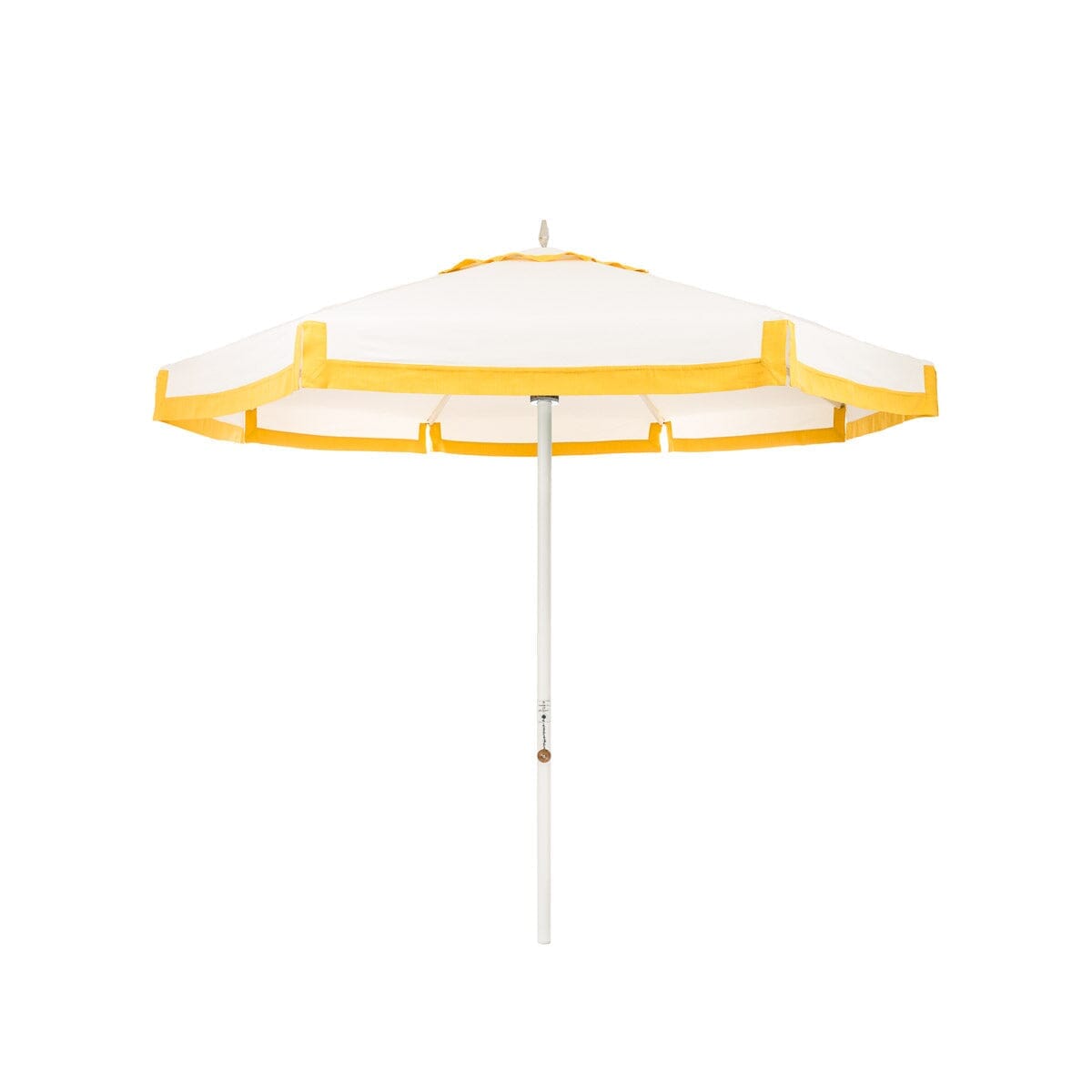 Product image of The Resort Market Umbrella in Border Valance Mimosa Yellow | 8' Antique White Frame Resort Market Umbrella Kit Business & Pleasure Co. 