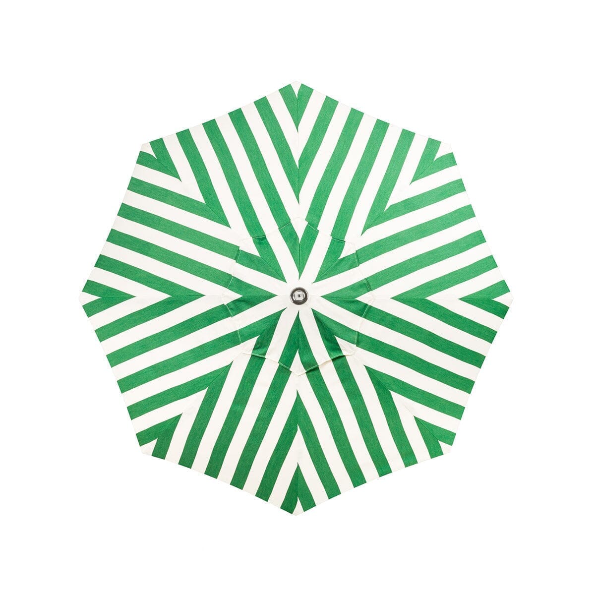 The Resort Market Umbrella in Crew Canyon Green Stripe | 8' Antique White Frame Resort Market Umbrella Kit Business & Pleasure Co. 
