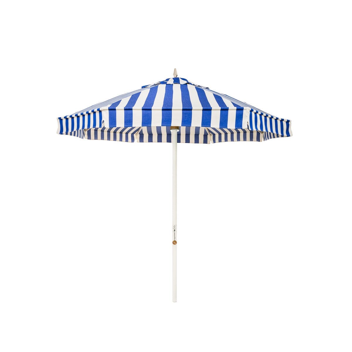 Product image of The Resort Market Umbrella in Crew Mediterranean Blue Stripe | 8' Antique White Frame Resort Market Umbrella Kit Business & Pleasure Co. 