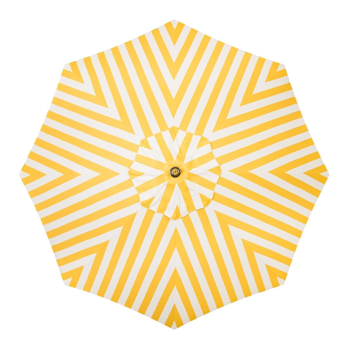 The Resort Market Umbrella in Crew Mimosa Yellow Stripe | 10' Antique White Frame Resort Market Umbrella Kit Business & Pleasure Co. 