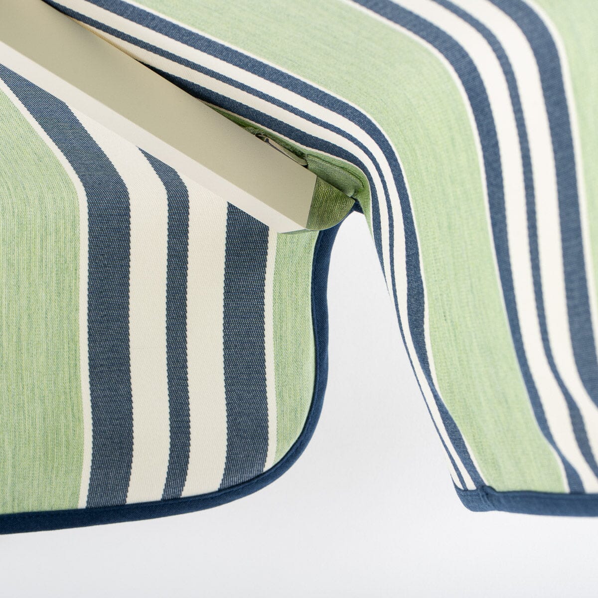 The Resort Market Umbrella x Julia Berolzheimer in Green Stripes | 10' Antique White Frame Resort Market Umbrella Kit B&P x Julia Berolzheimer 