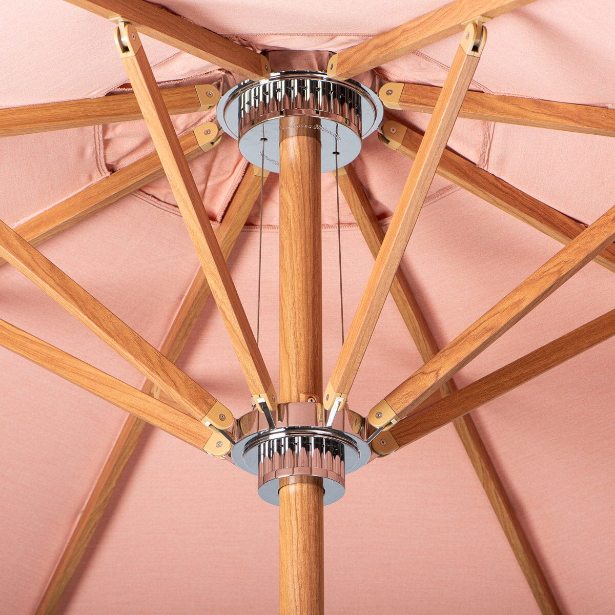 The Resort Market Umbrella in Rivie Pink | Transfer Teak Frame Resort Market Umbrella Kit Business & Pleasure Co Aus 