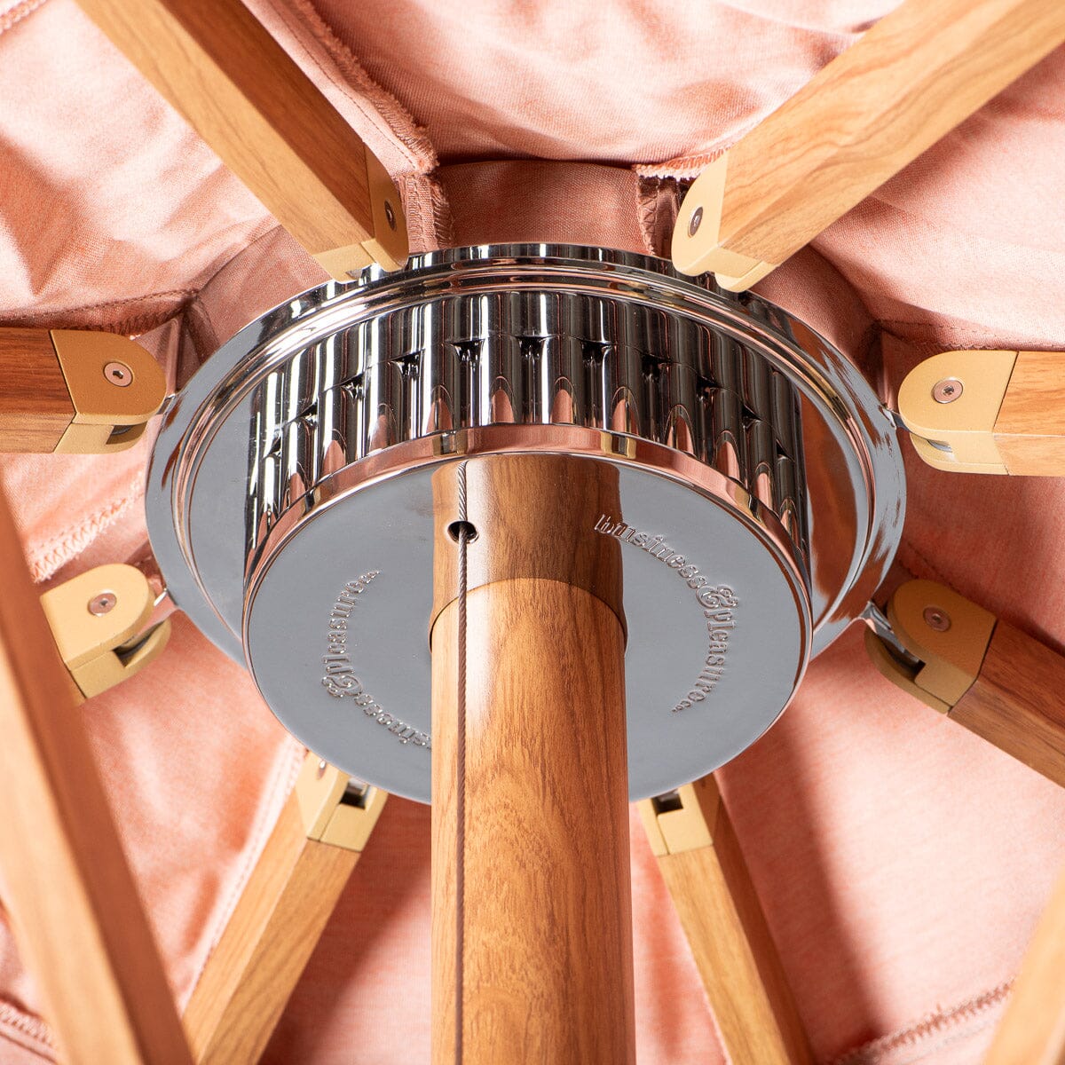 The Resort Market Umbrella in Rivie Pink | Transfer Teak Frame Resort Market Umbrella Kit Business & Pleasure Co Aus 