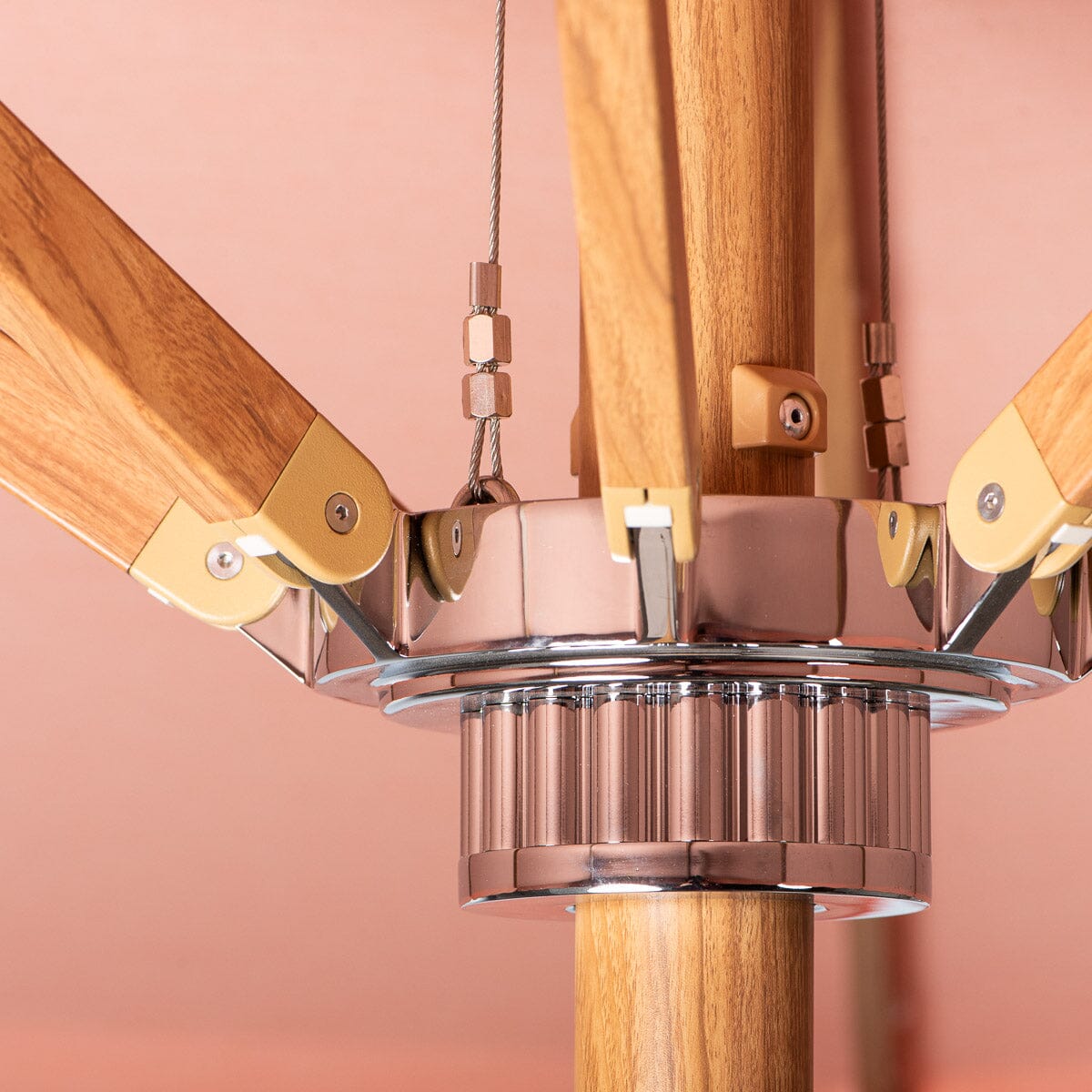 The Resort Market Umbrella in Rivie Pink | Transfer Teak Frame Resort Market Umbrella Kit Business & Pleasure Co Aus 