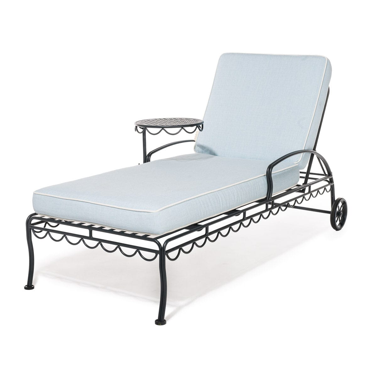 Product image of The Al Fresco Sun Lounger in Powder Blue | Vintage Black Frame Al Fresco Sun Lounger Kit Business & Pleasure Co. 