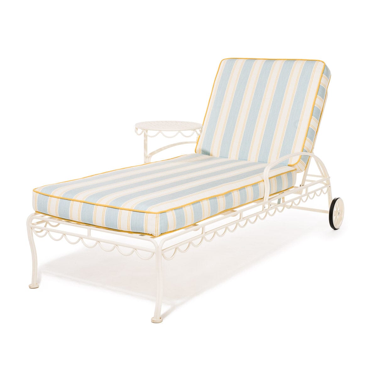 Product image of The Al Fresco Sun Lounger in Tuuli Stripe Blue | Antique White Frame Al Fresco Sun Lounger Kit Business & Pleasure Co. 
