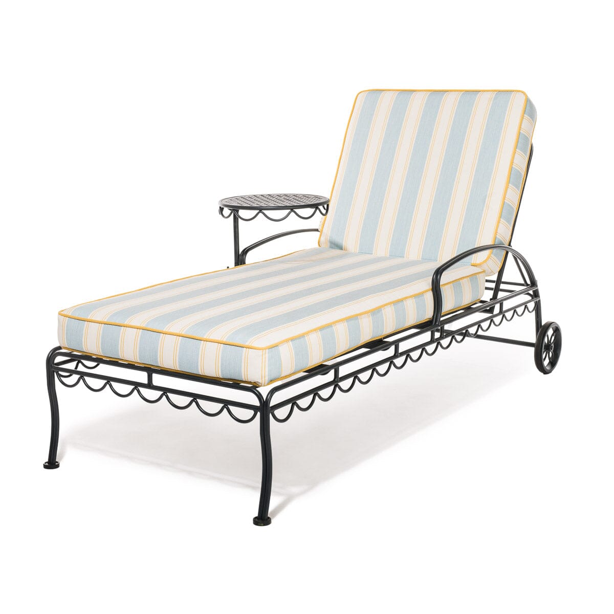 Product image of The Al Fresco Sun Lounger in Tuuli Stripe Blue | Vintage Black Frame Al Fresco Sun Lounger Kit Business & Pleasure Co. 