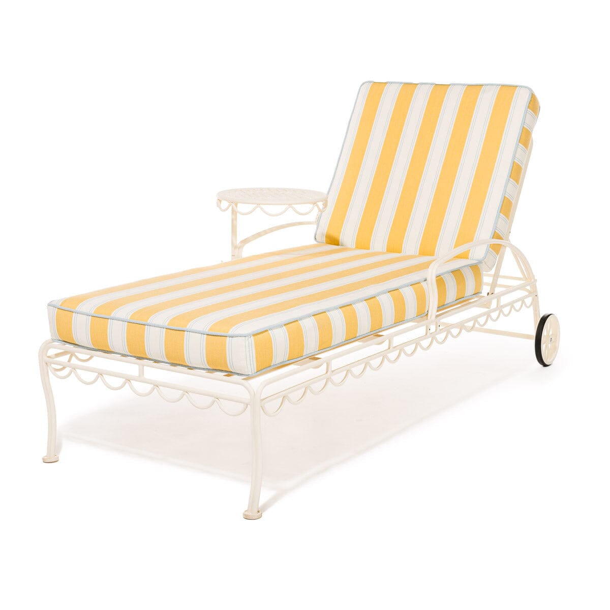 Product image of The Al Fresco Sun Lounger in Tuuli Stripe Yellow | Antique White Frame Al Fresco Sun Lounger Kit Business & Pleasure Co. 