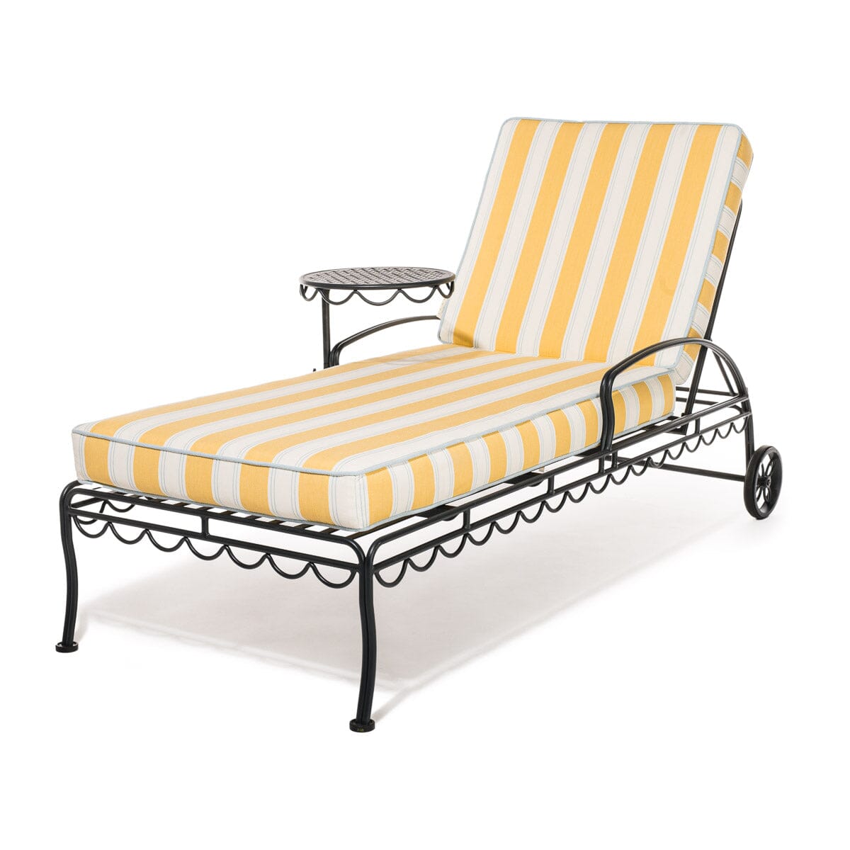 Product image of The Al Fresco Sun Lounger in Tuuli Stripe Yellow | Vintage Black Frame Al Fresco Sun Lounger Kit Business & Pleasure Co. 