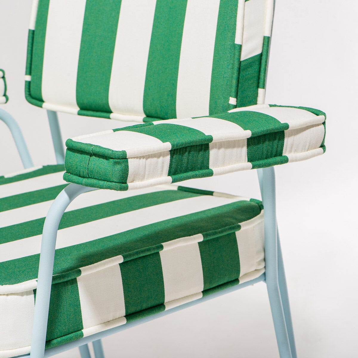 The Waterhouse Dining Chair in Crew Canyon Green Stripe | Powder Blue Frame Waterhouse Dining Chair Kit Business & Pleasure Co. 