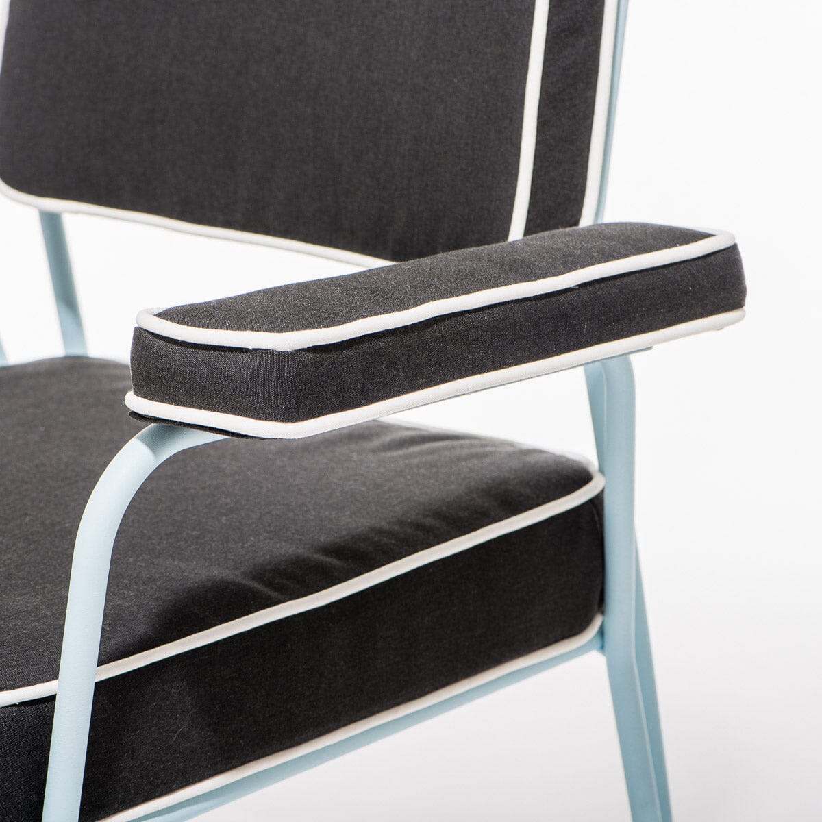 The Waterhouse Dining Chair in Rivie Black | Powder Blue Frame Waterhouse Dining Chair Kit Business & Pleasure Co. 