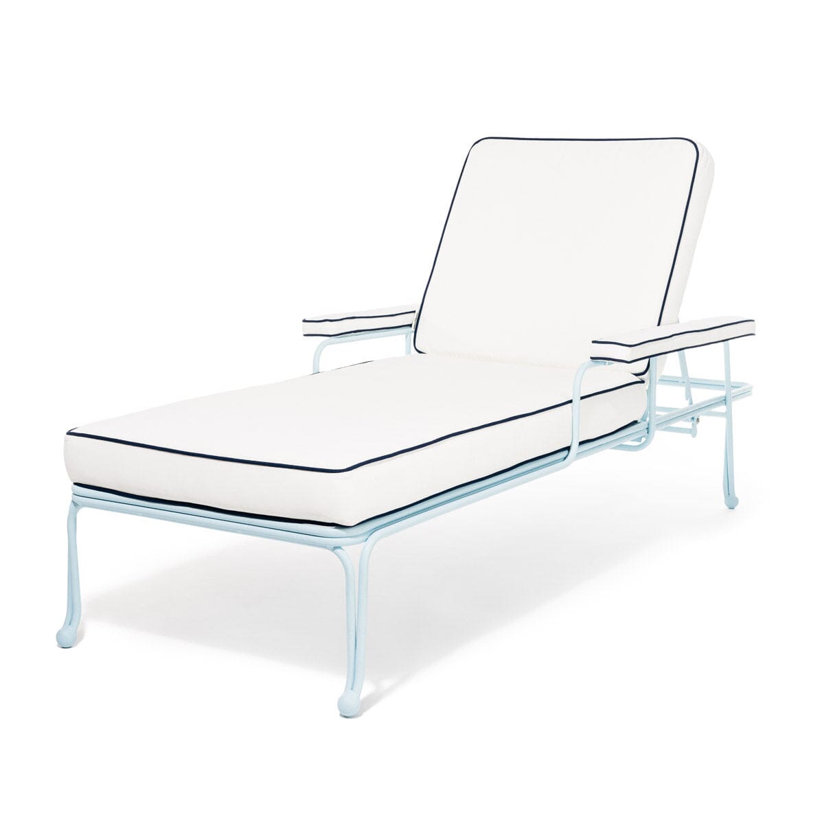 Product image of The Waterhouse Sun Lounger in Rivie White | Powder Blue Frame Waterhouse Sun Lounger Kit Business & Pleasure Co. 