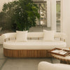 Swatch for Daisy Sofa in Boucle Antique White | Teakwood Frame