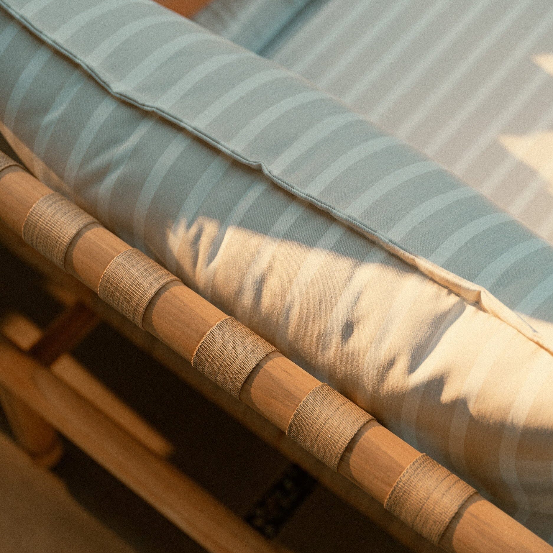 Wes Sofa in Monaco Natural Stripe | Teakwood Gold Frame Wes Sofa Kit Business & Pleasure Co Aus 