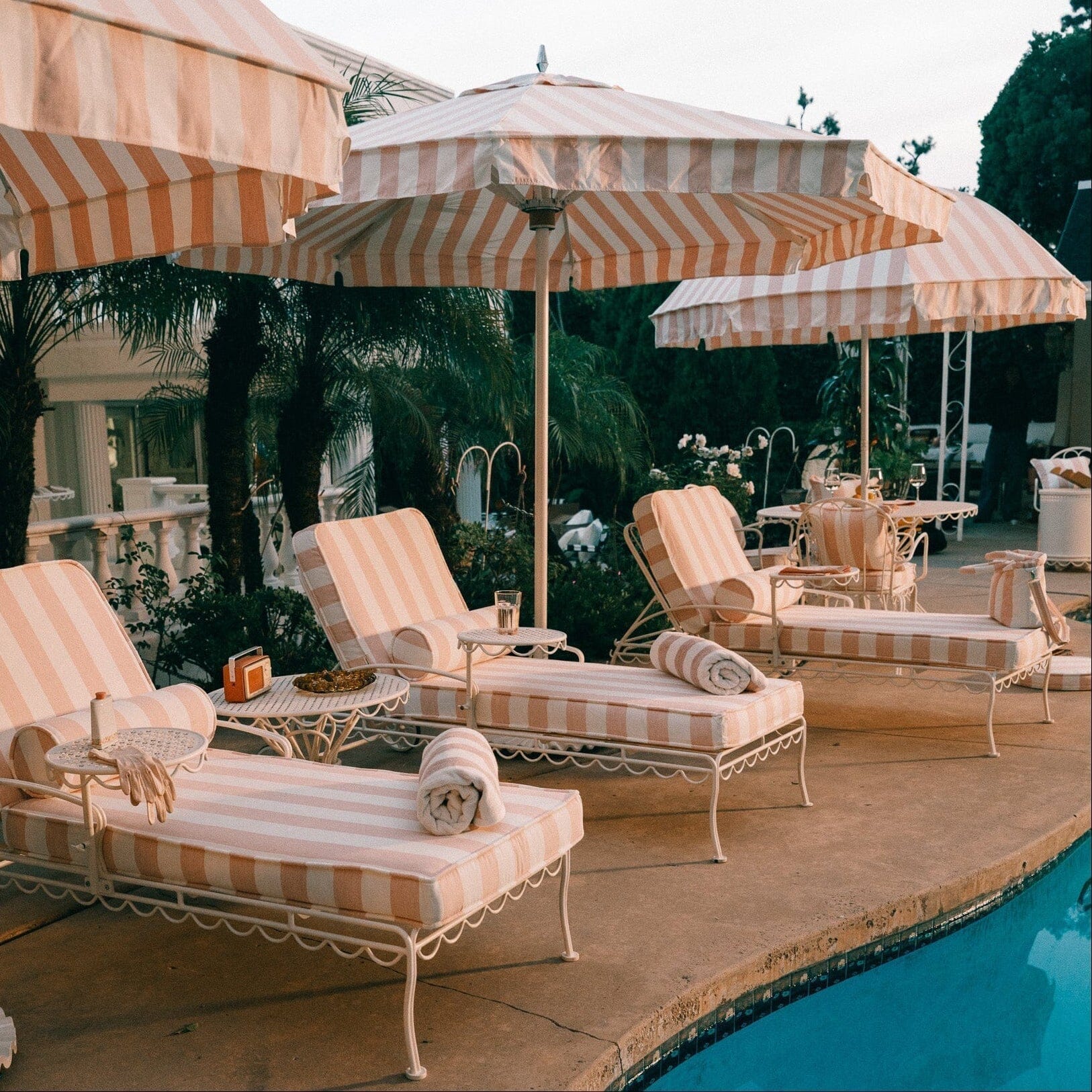 The Al Fresco Sun Lounger in Crew Pink Stripe | Antique White Frame Al Fresco Sun Lounger Kit Business & Pleasure Co Aus 