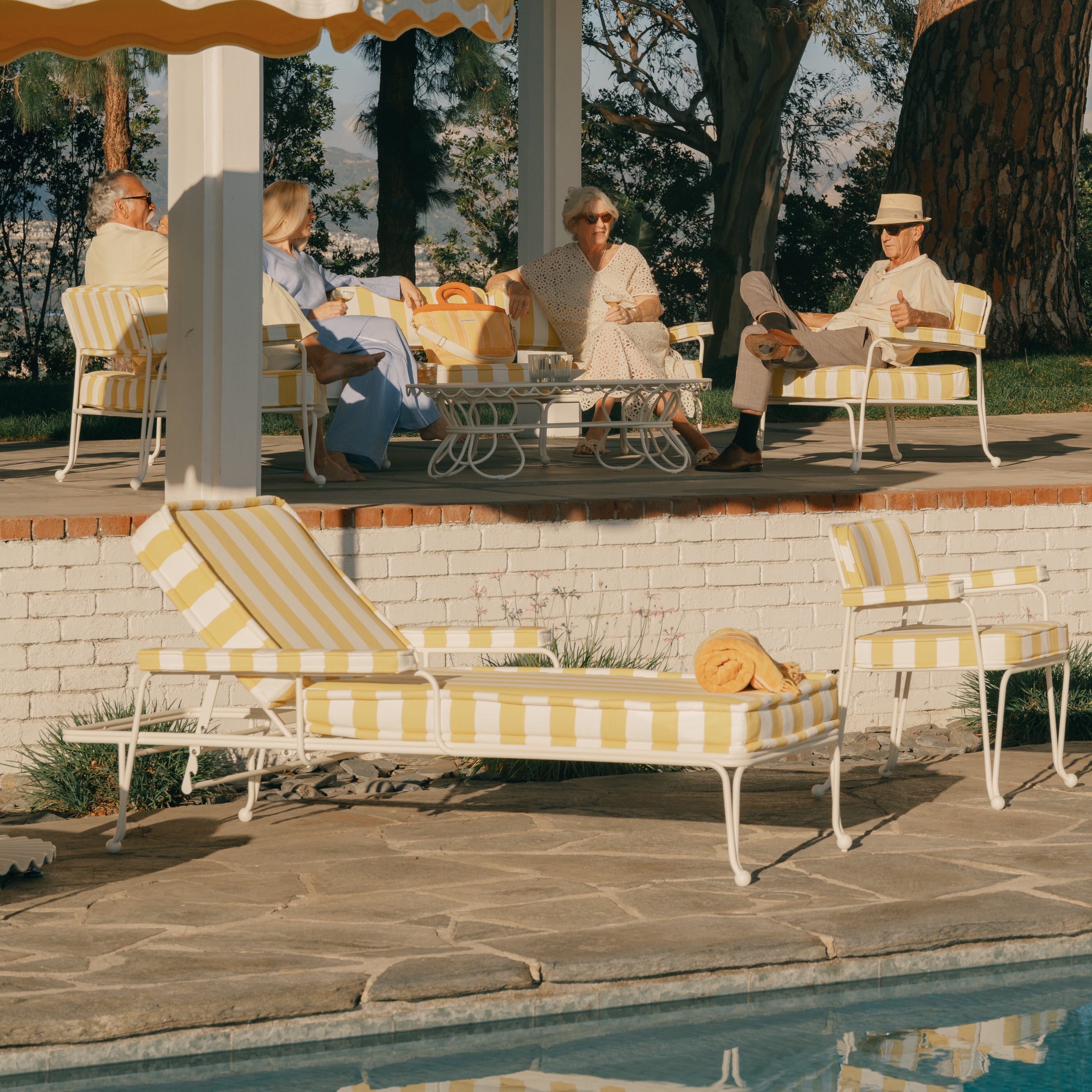 The Waterhouse Sun Lounger - Armrest Set - Crew Mimosa Yellow Stripe Waterhouse Sun Lounger Armrest Set Business & Pleasure Co. 