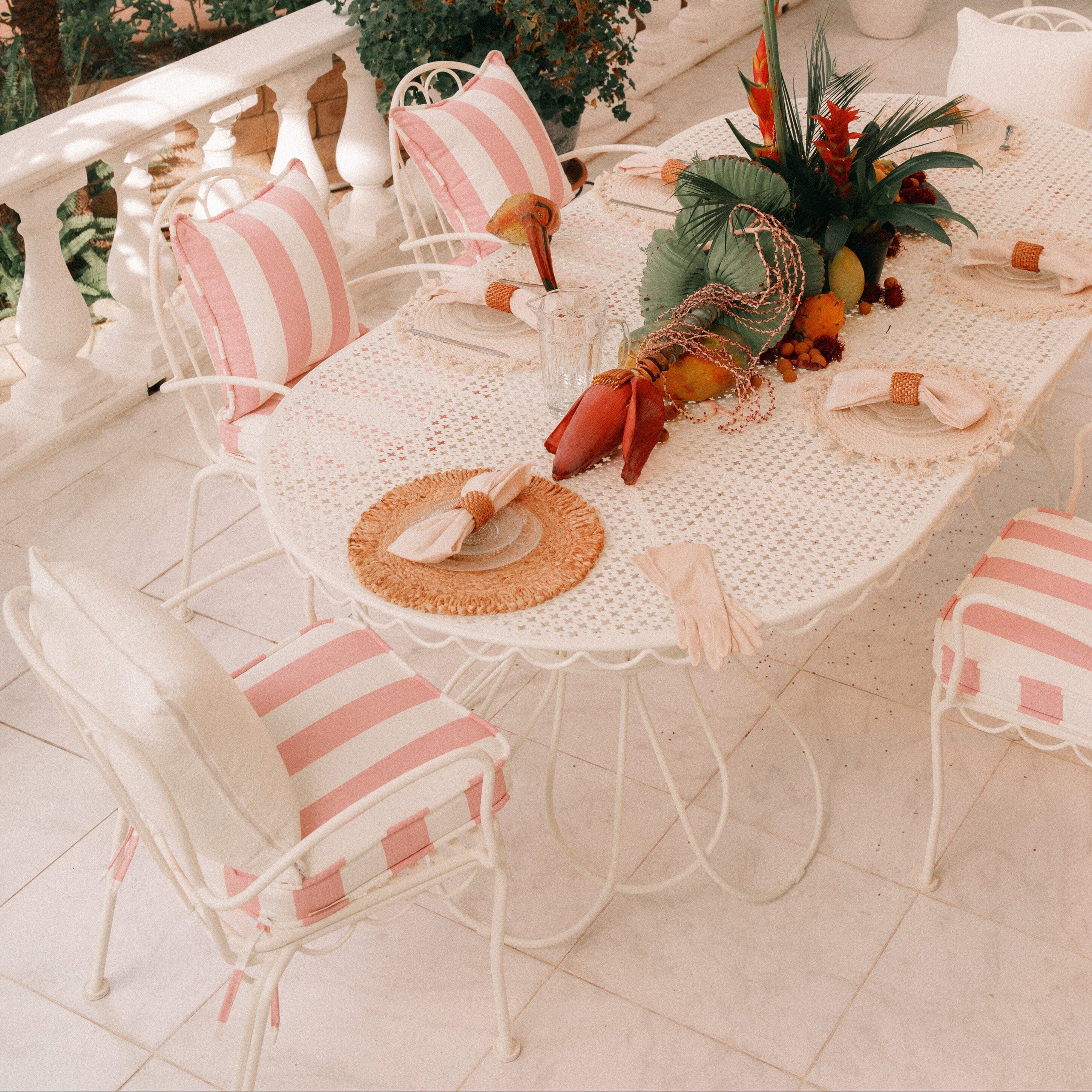 Al Fresco Dining Chair in Crew Pink Stripe | Antique White Frame Al Fresco Dining Chair Business & Pleasure Co Aus 