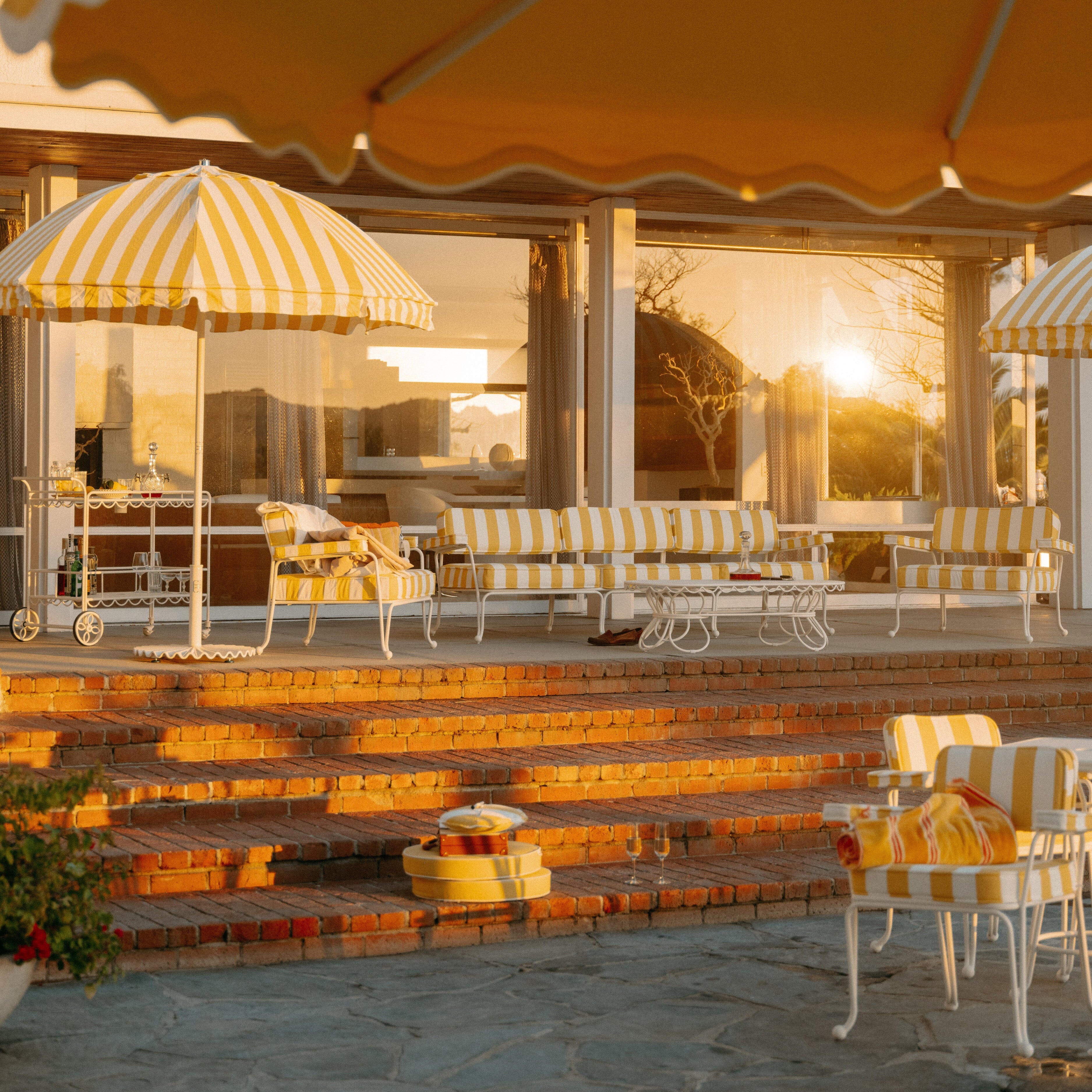 The Patio Umbrella - Crew Mimosa Yellow Stripe Patio Umbrella Business & Pleasure Co. 