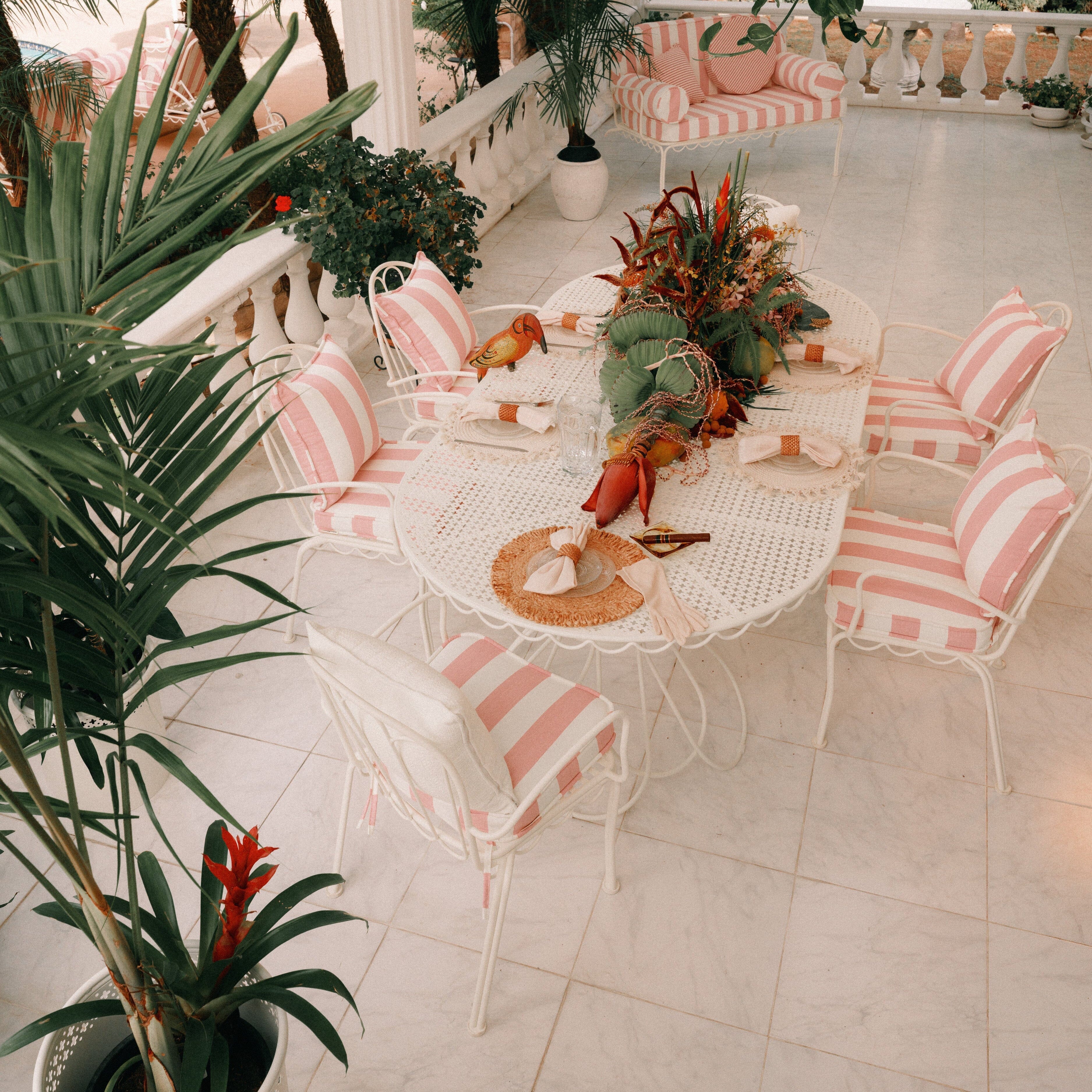 The Al Fresco Dining Chair Cushion - Crew Pink Stripe Al Fresco Dining Chair Cushion Business & Pleasure Co Aus 