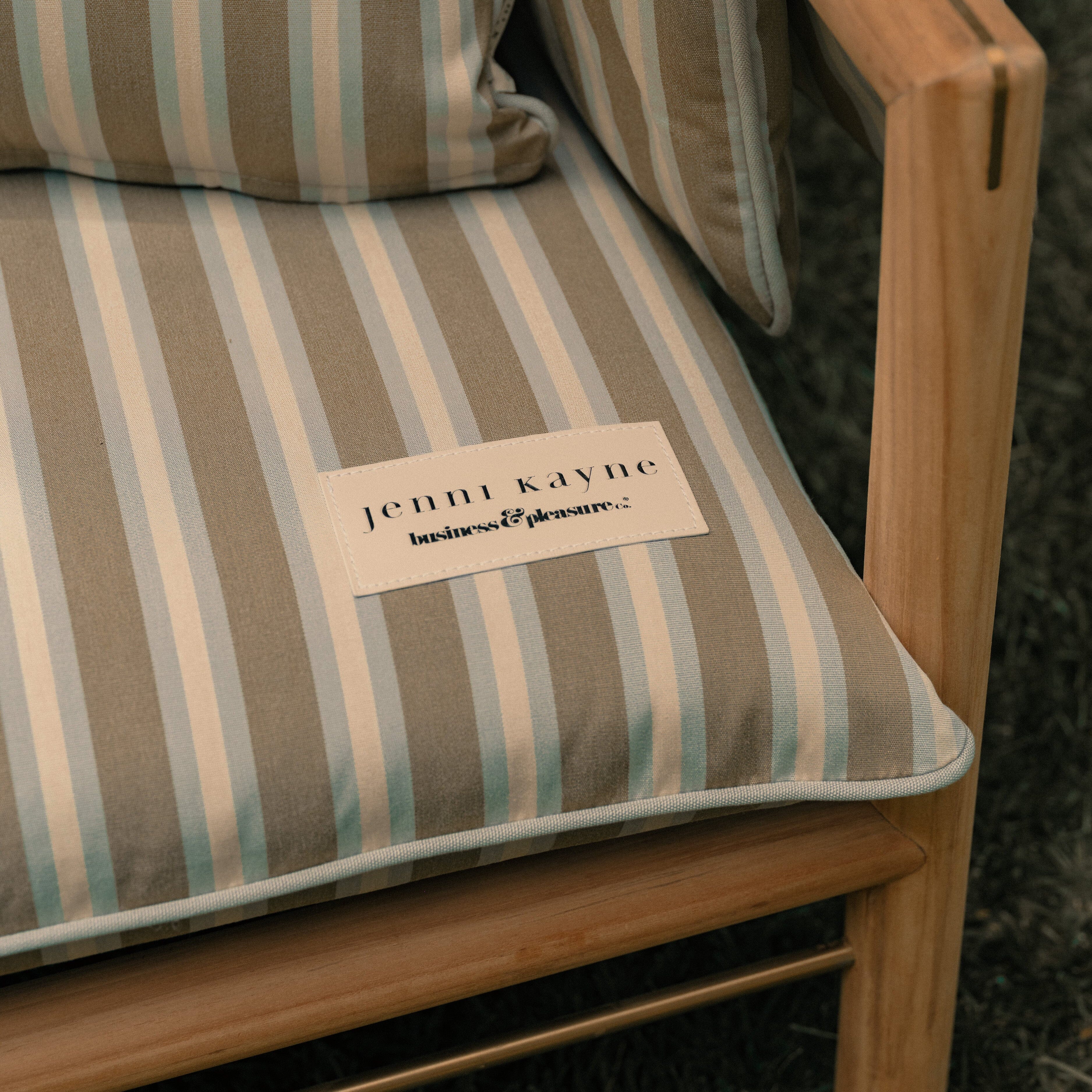 The WES Sofa x Jenni Kayne in California Stripe | Teakwood Frame Wes Sofa Kit Business & Pleasure Co Aus 