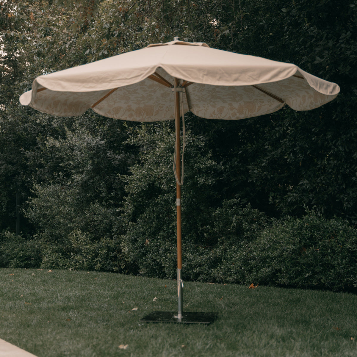 Terrace Umbrella in Hanalei Bay Natural Jacquard | Transfer Teak Frame Terrace Umbrella Kit Business & Pleasure Co Aus 