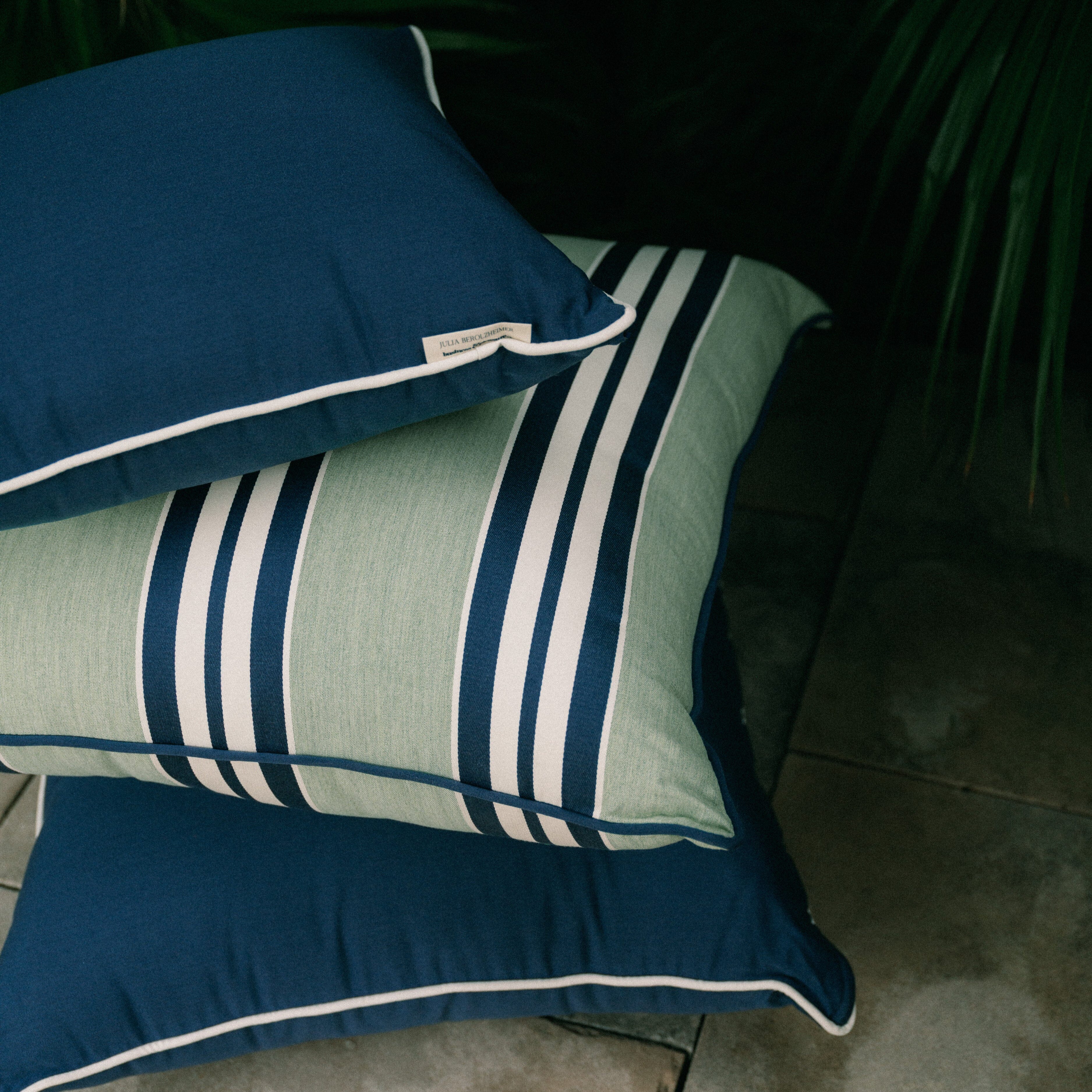 The Small Square Throw Pillow x Julia Berolzheimer in Rivie Slate Small Square Throw Pillow B&P Co. x Julia Berolzheimer 