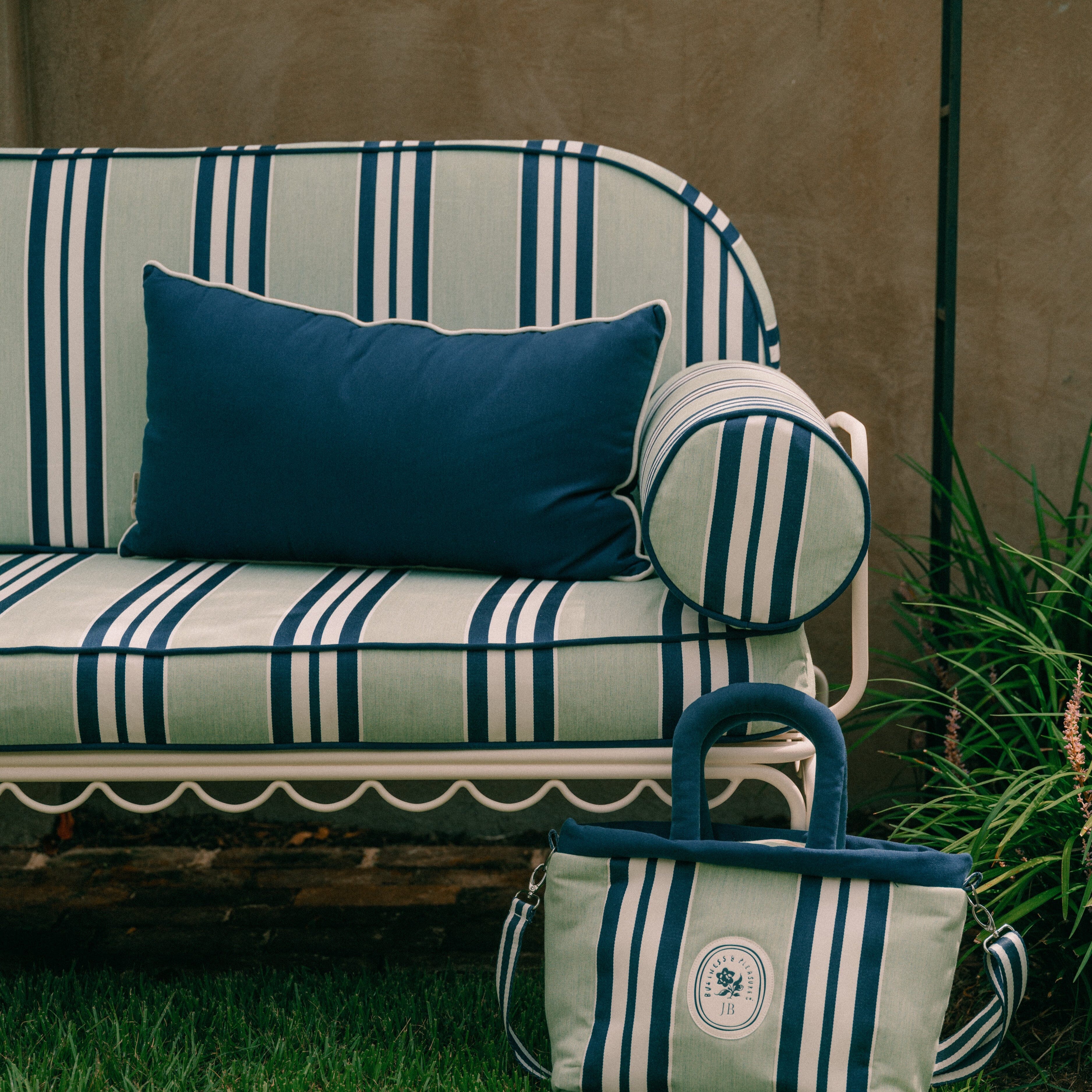 The Rectangle Throw Pillow x Julia Berolzheimer in Rivie Slate Rectangle Throw Pillow B&P Co. x Julia Berolzheimer 