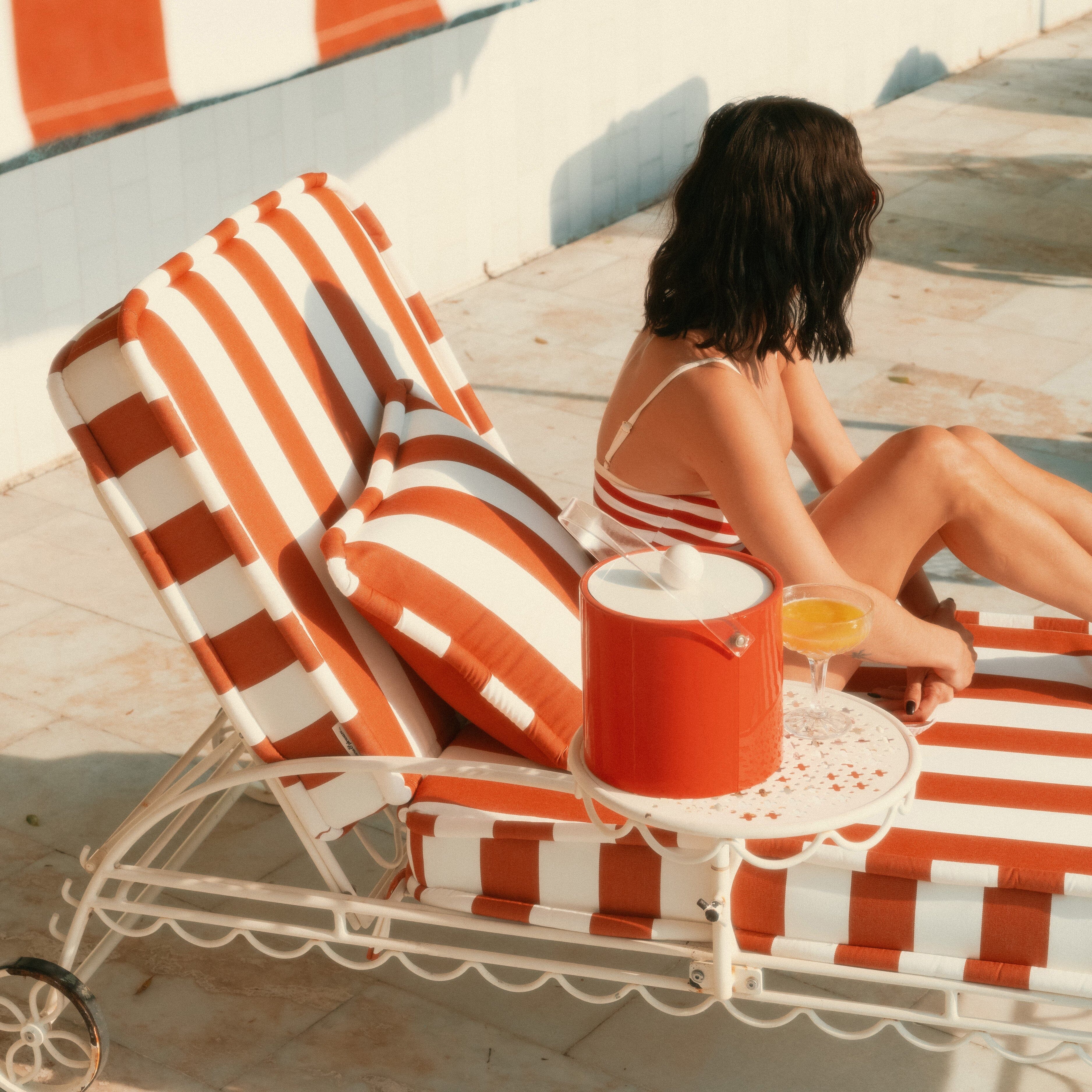 The Sun Lounger Slip Cover - Crew Le Sirenuse Stripe Sun Lounger Slip Cover Business & Pleasure Co. 