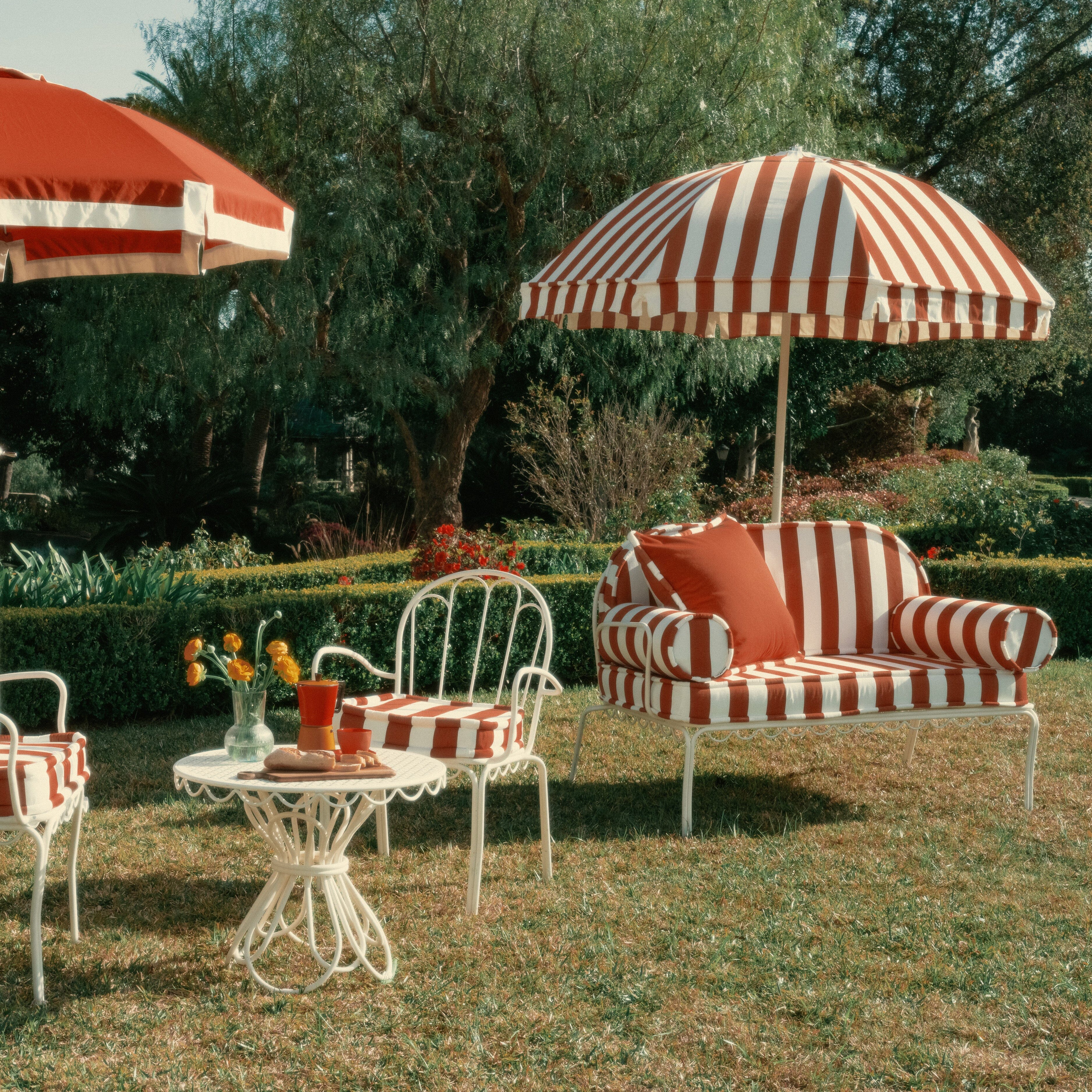 The Al Fresco Love Seat Slip Cover Set - Crew Le Sirenuse Stripe Al Fresco Love Seat Slip Cover Set Business & Pleasure Co. 