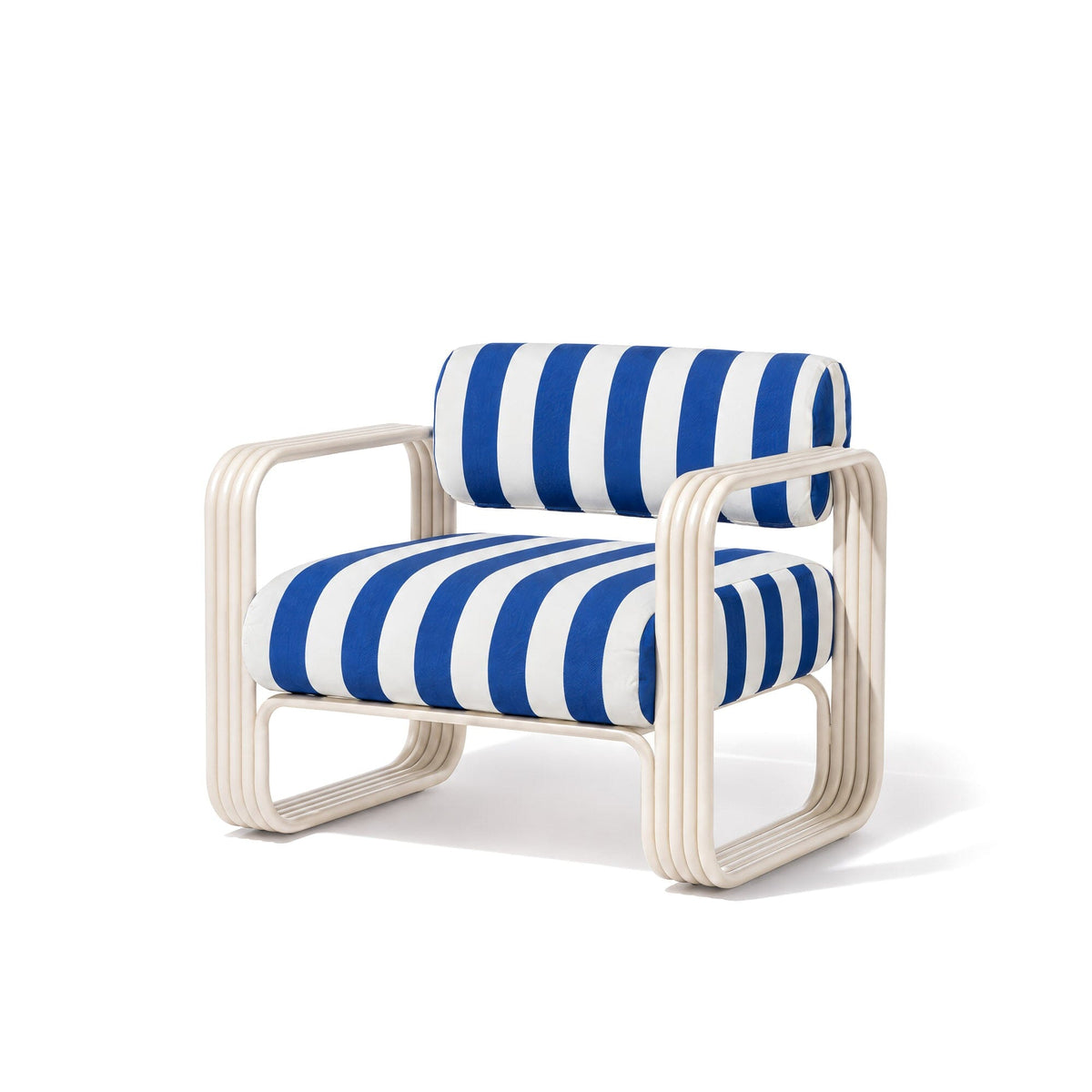 Contini Accent Chair in Crew Mediterranean Blue Stripe | Antique White Frame Contini Accent Chair Kit Business & Pleasure Co Aus 