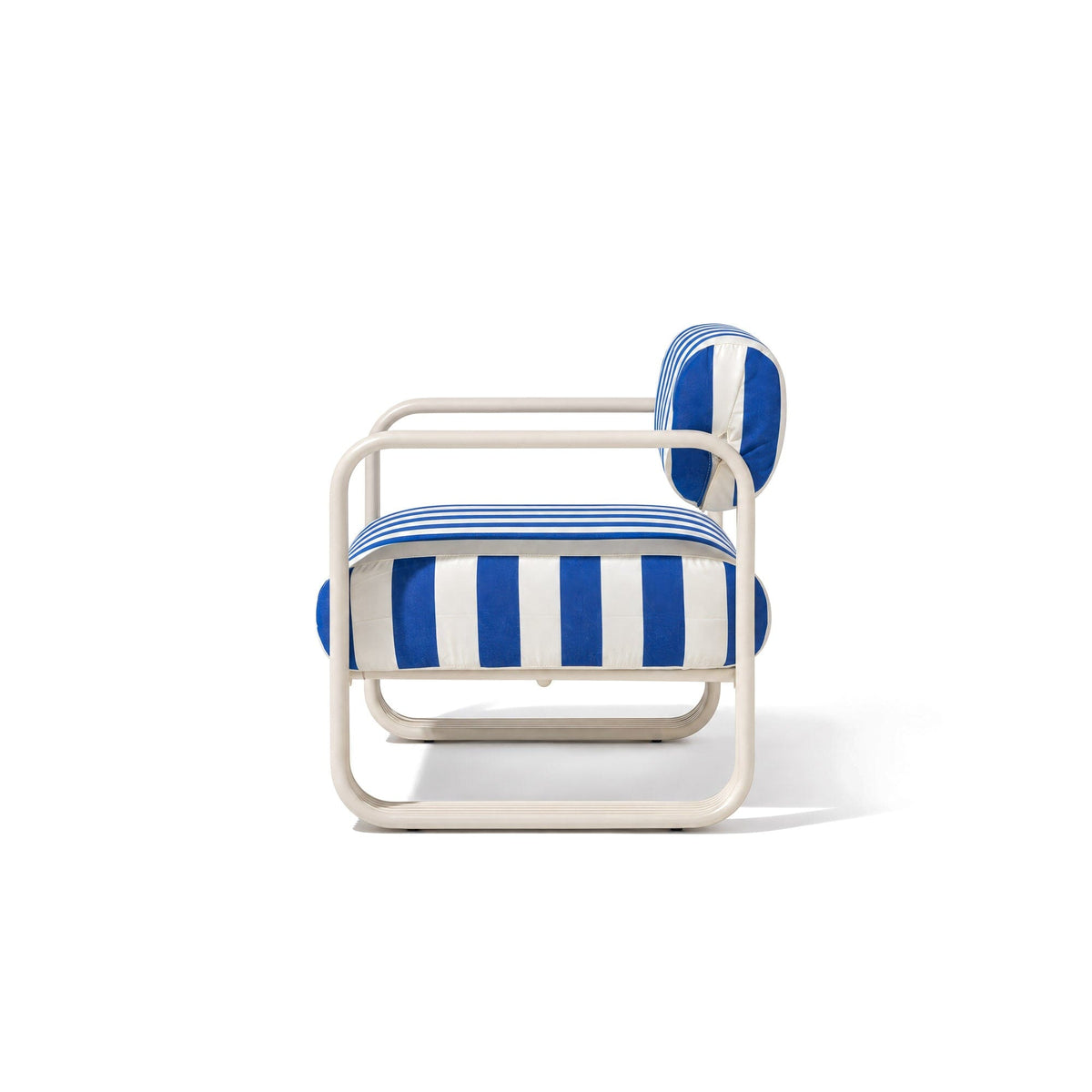 Contini Accent Chair in Crew Mediterranean Blue Stripe | Antique White Frame Contini Accent Chair Kit Business & Pleasure Co Aus 
