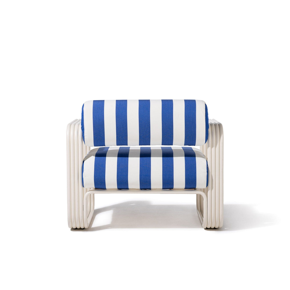 Contini Accent Chair in Crew Mediterranean Blue Stripe | Antique White Frame Contini Accent Chair Kit Business & Pleasure Co Aus 