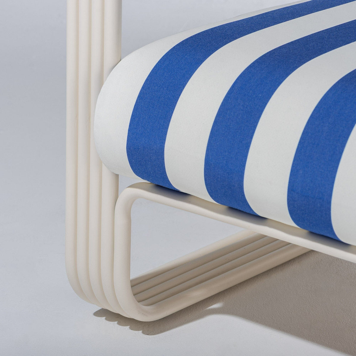 Contini Accent Chair in Crew Mediterranean Blue Stripe | Antique White Frame Contini Accent Chair Kit Business & Pleasure Co Aus 