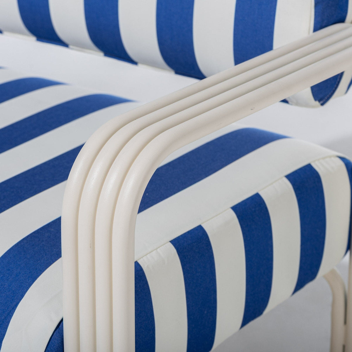 Contini Accent Chair in Crew Mediterranean Blue Stripe | Antique White Frame Contini Accent Chair Kit Business & Pleasure Co Aus 