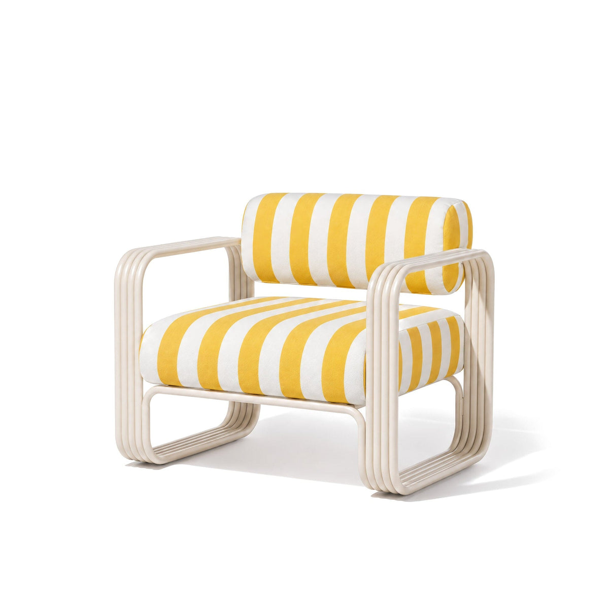 Contini Accent Chair in Crew Mimosa Yellow Stripe | Antique White Frame Contini Accent Chair Kit Business & Pleasure Co Aus 