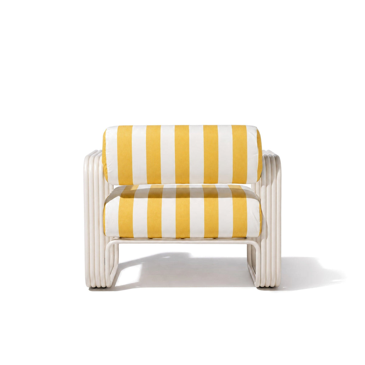 Contini Accent Chair in Crew Mimosa Yellow Stripe | Antique White Frame Contini Accent Chair Kit Business & Pleasure Co Aus 