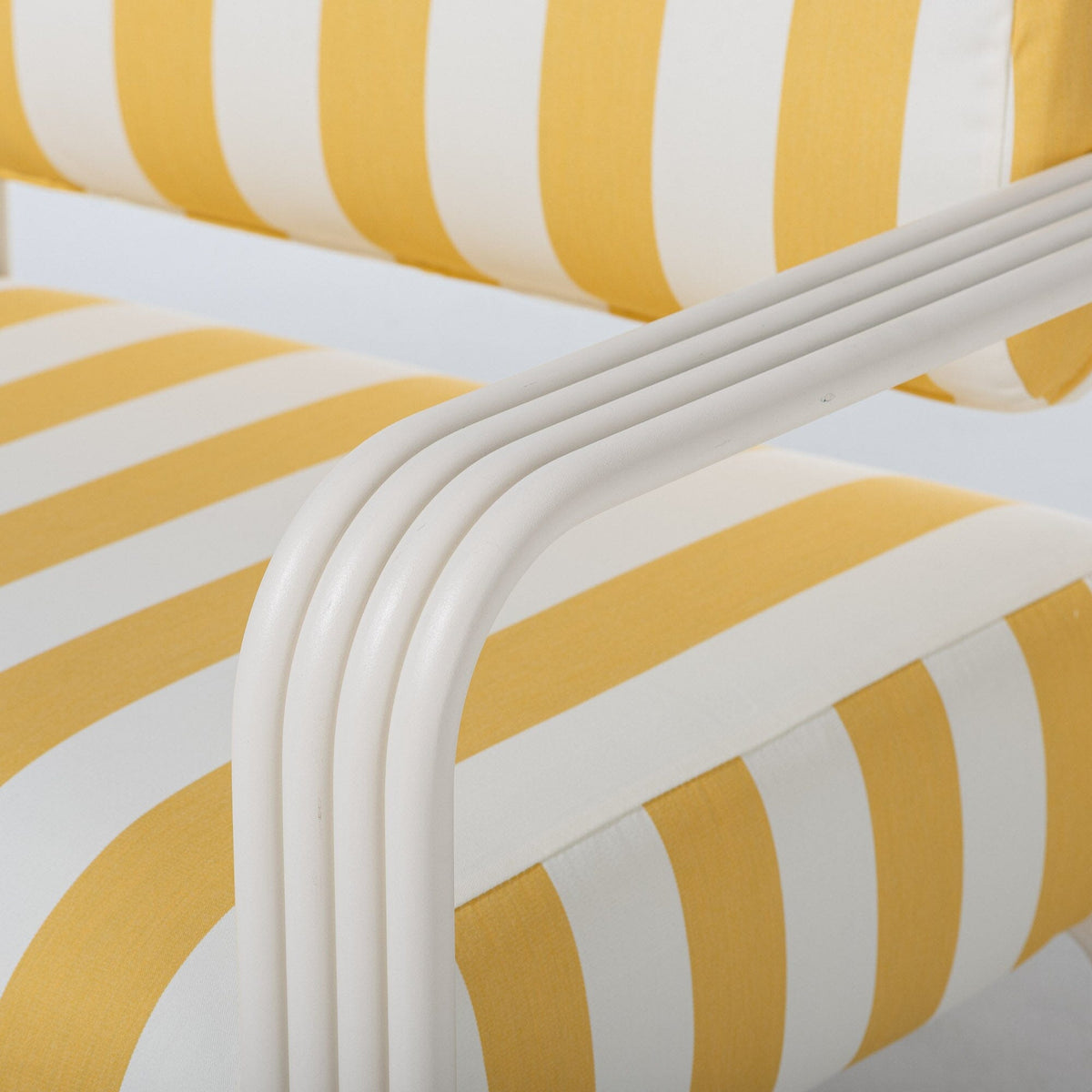 Contini Accent Chair in Crew Mimosa Yellow Stripe | Antique White Frame Contini Accent Chair Kit Business & Pleasure Co Aus 