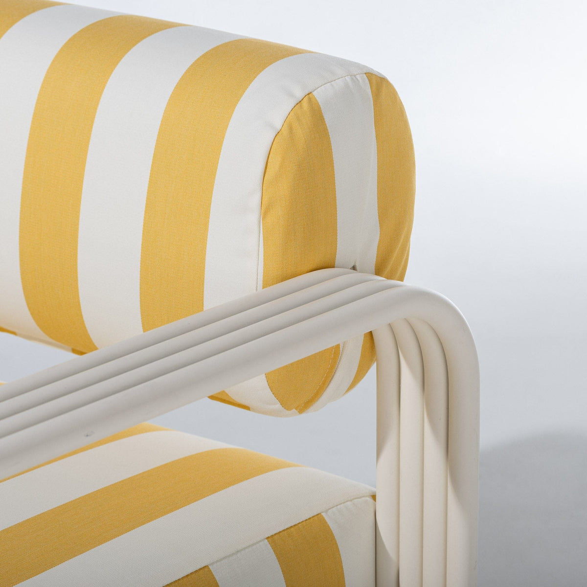 Contini Accent Chair in Crew Mimosa Yellow Stripe | Antique White Frame Contini Accent Chair Kit Business & Pleasure Co Aus 