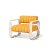 Swatch for Contini Accent Chair in Bistro Papaya Stripe | Antique White Frame