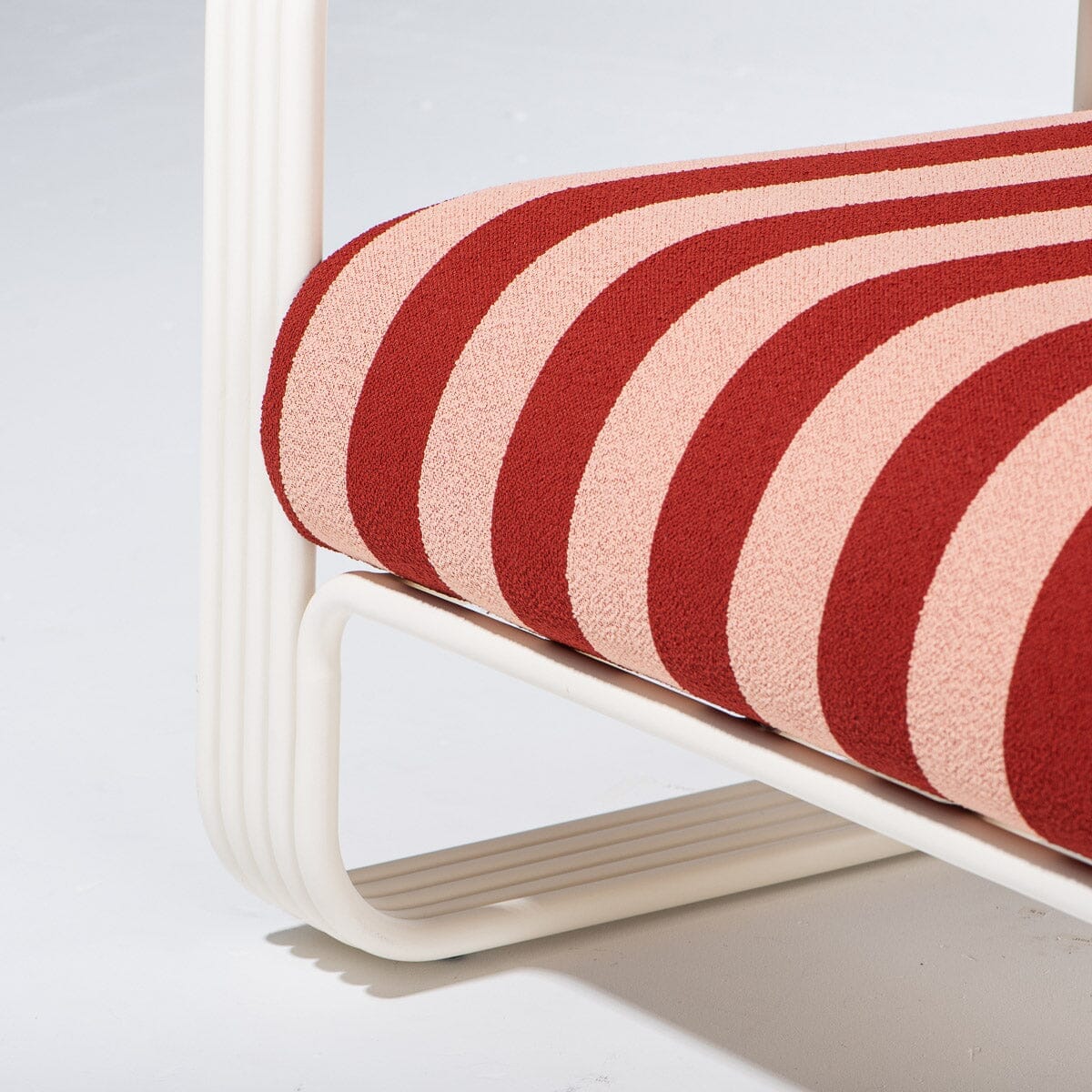 The Contini Accent Chair in Terry Terracotta Stripe | Antique White Frame Contini Accent Chair Kit Business & Pleasure Co Aus 