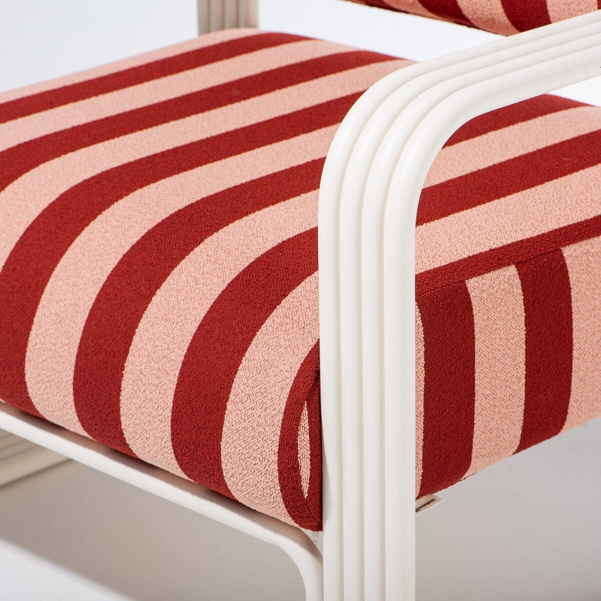 The Contini Accent Chair in Terry Terracotta Stripe | Antique White Frame Contini Accent Chair Kit Business & Pleasure Co Aus 