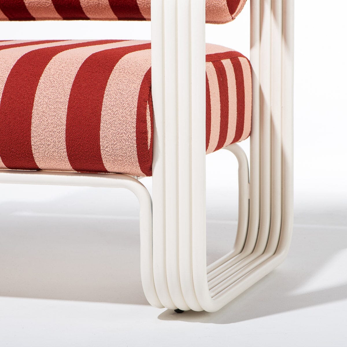 The Contini Accent Chair in Terry Terracotta Stripe | Antique White Frame Contini Accent Chair Kit Business & Pleasure Co Aus 