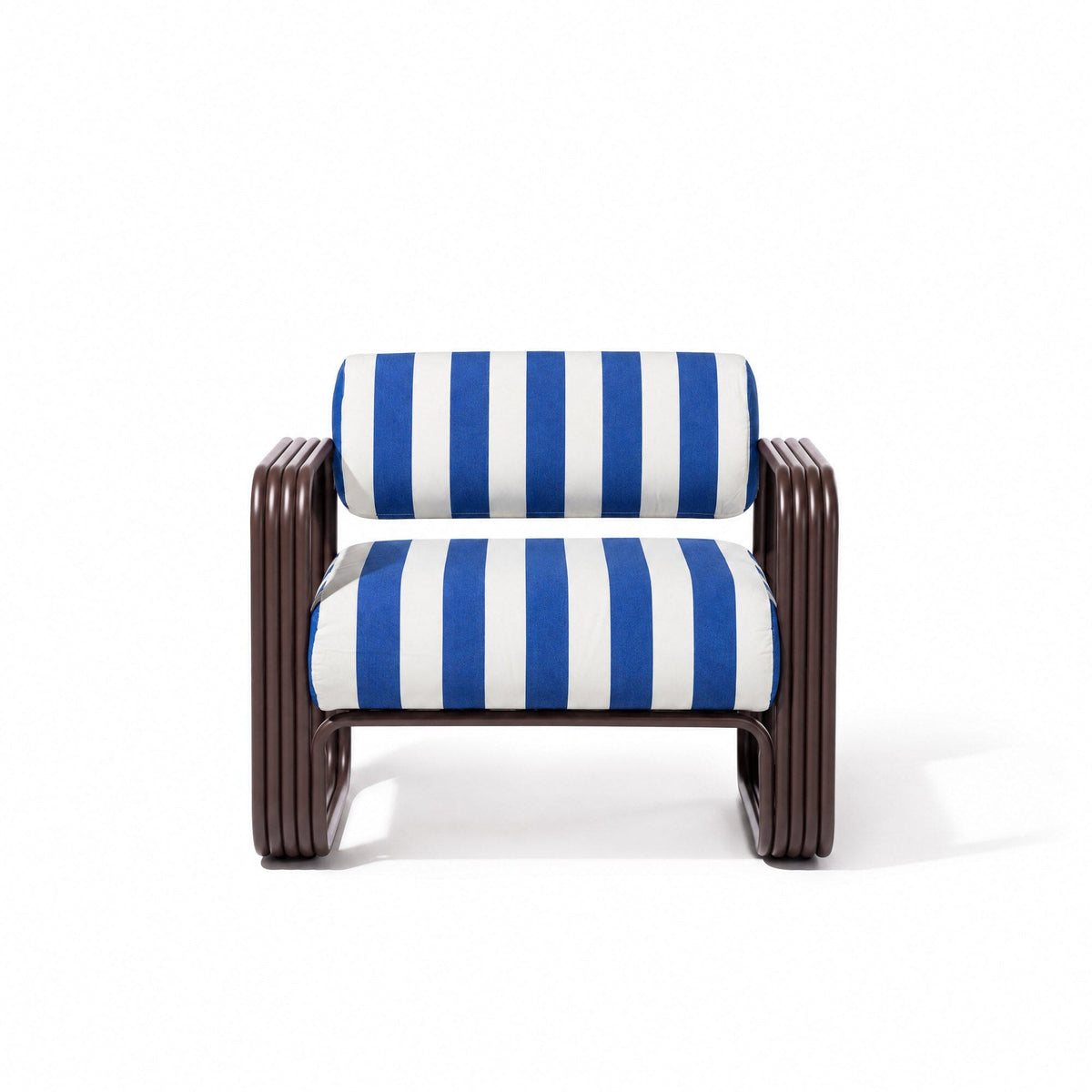 Contini Accent Chair in Crew Mediterranean Blue Stripe | Merlot Frame Contini Accent Chair Kit Business & Pleasure Co Aus 