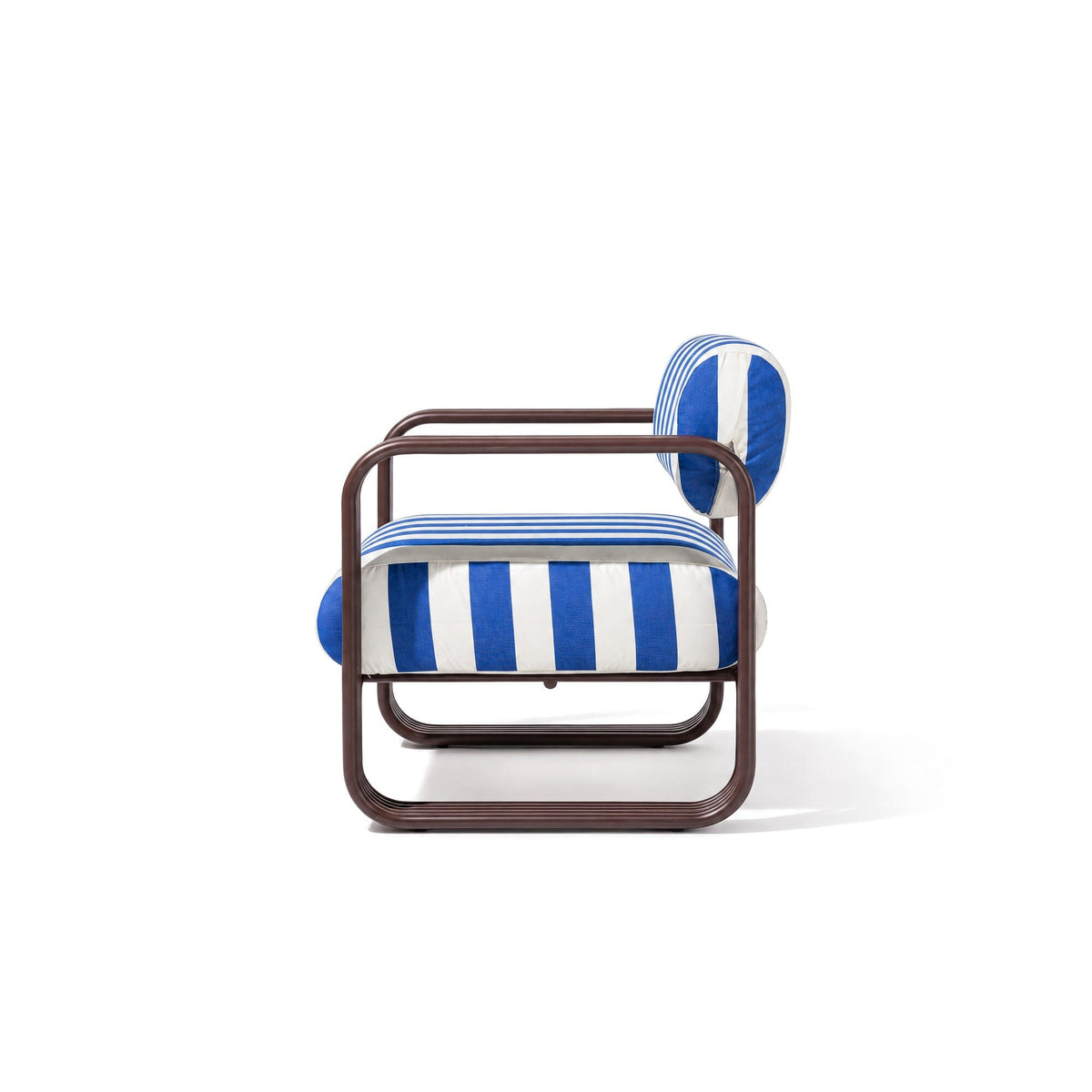Contini Accent Chair in Crew Mediterranean Blue Stripe | Merlot Frame Contini Accent Chair Kit Business & Pleasure Co Aus 