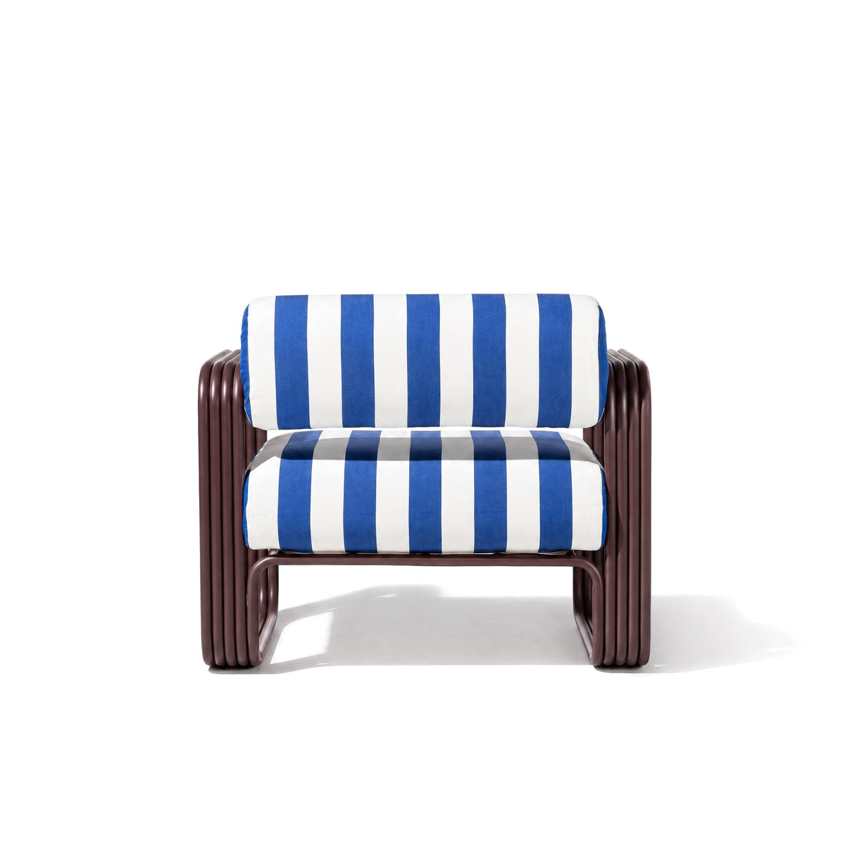 Contini Accent Chair in Crew Mediterranean Blue Stripe | Merlot Frame Contini Accent Chair Kit Business & Pleasure Co Aus 